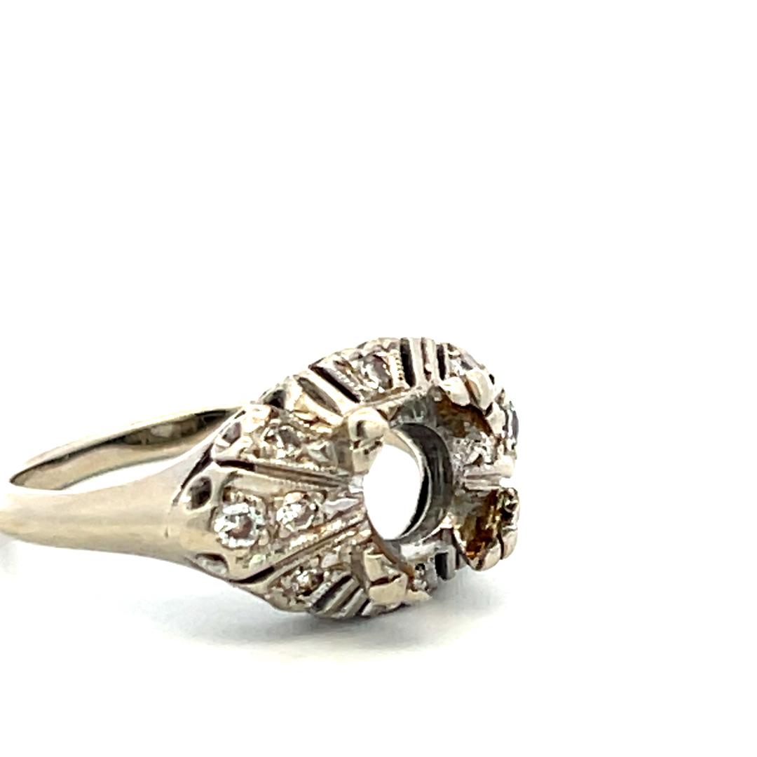 0.30 Carat Round Brilliant Diamond 14K WG Semi Mount Ring Holds 4.25*6.90 MM