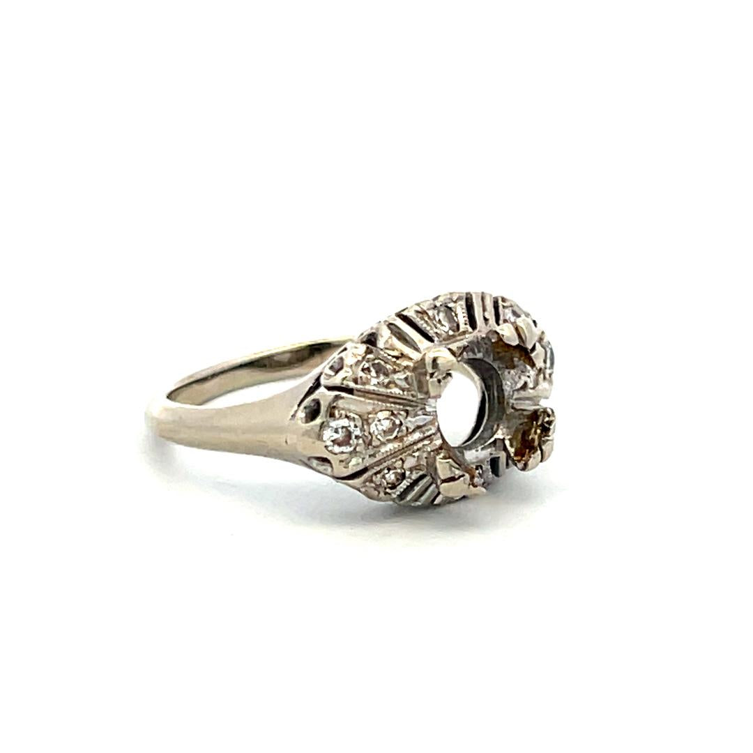 0.30 Carat Round Brilliant Diamond 14K WG Semi Mount Ring Holds 4.25*6.90 MM