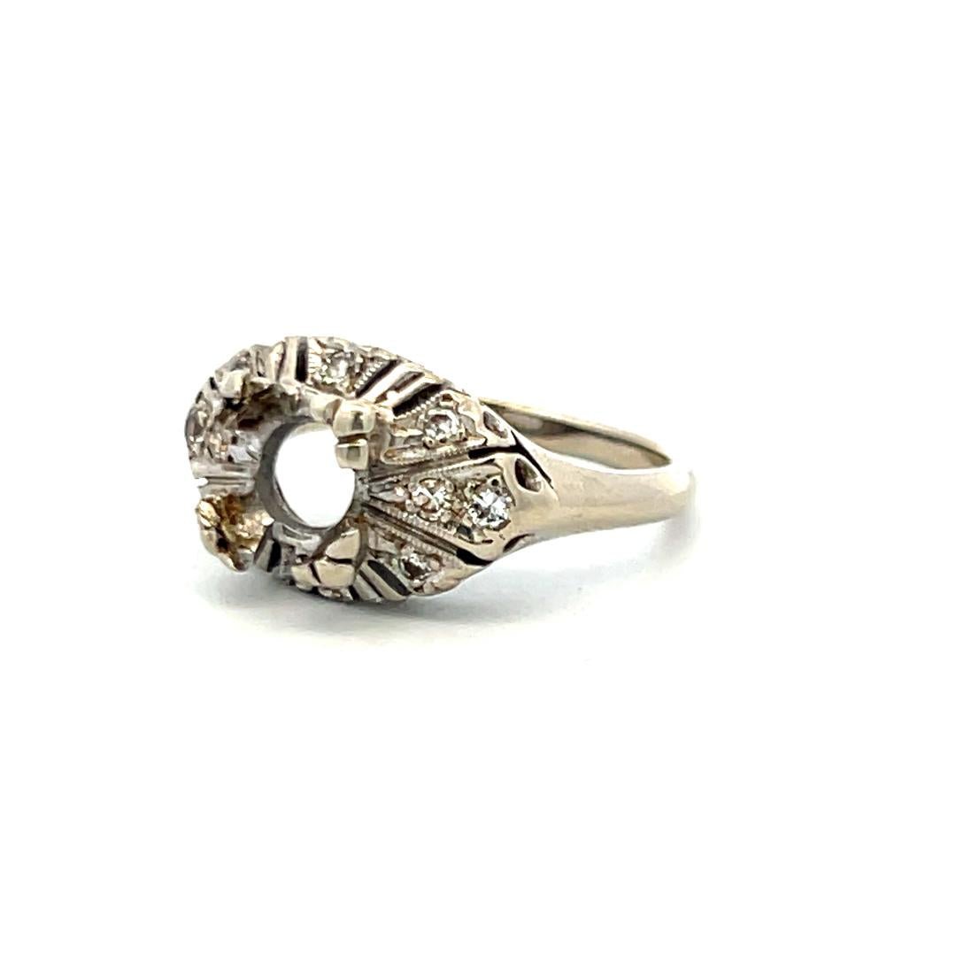 0.30 Carat Round Brilliant Diamond 14K WG Semi Mount Ring Holds 4.25*6.90 MM