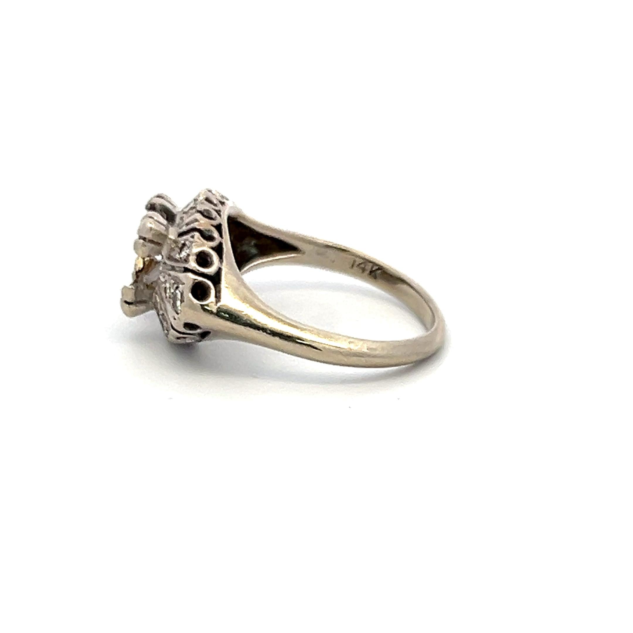 0.30 Carat Round Brilliant Diamond 14K WG Semi Mount Ring Holds 4.25*6.90 MM