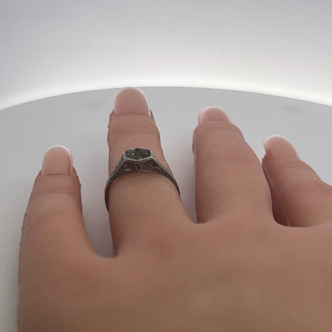 Vintage Platinum Semi Mount Ring, 5.7x5.3mm Center, Size 5.25