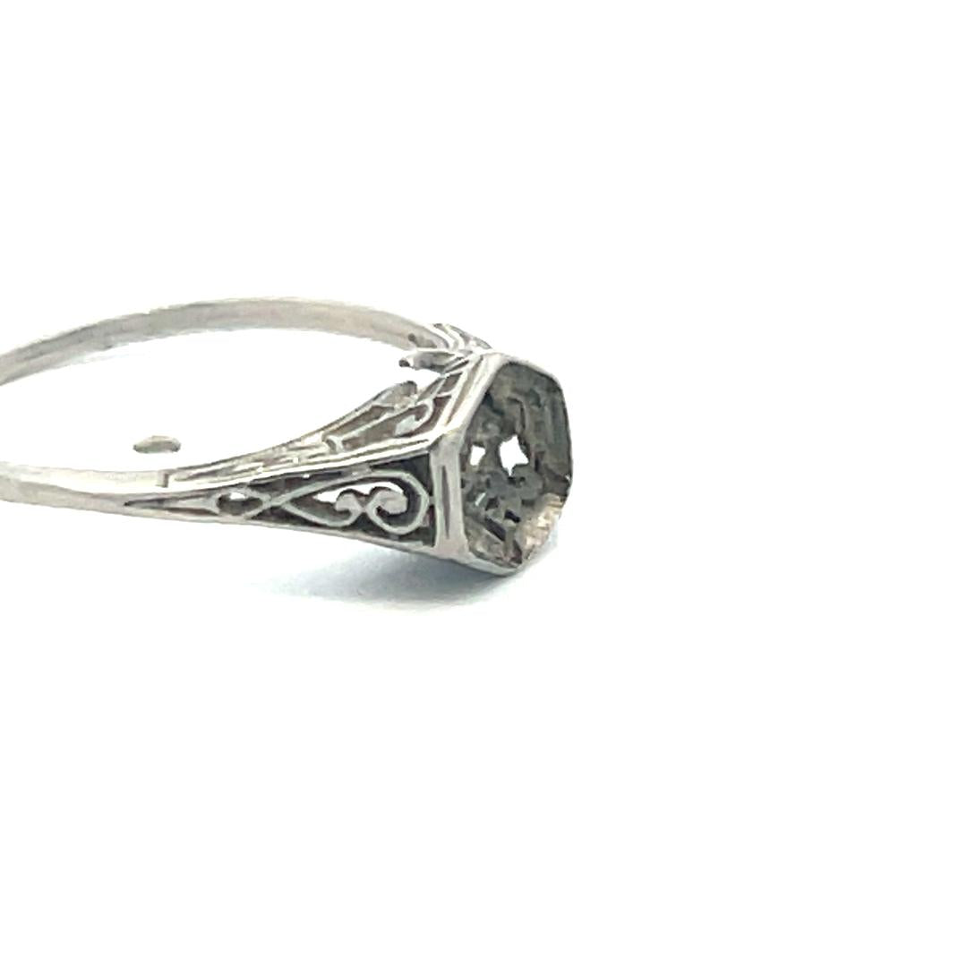 Vintage Platinum Semi Mount Ring, 5.7x5.3mm Center, Size 5.25
