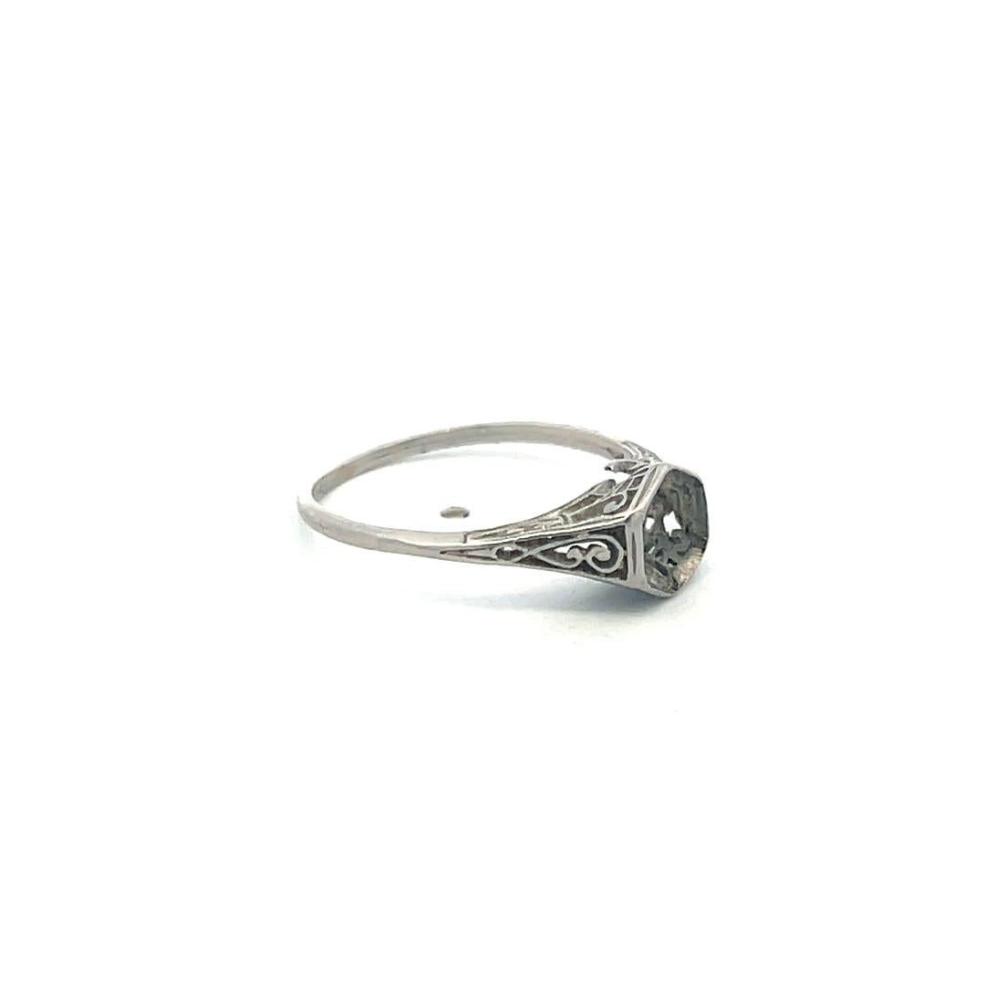 Vintage Platinum Semi Mount Ring, 5.7x5.3mm Center, Size 5.25