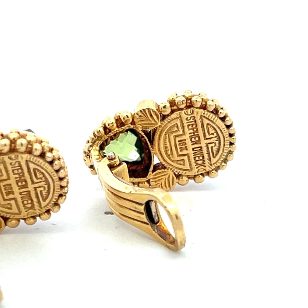Stephen Dwek 18K Yellow Gold Clip-On Earrings with 1.75MM Turquoise Gemstones