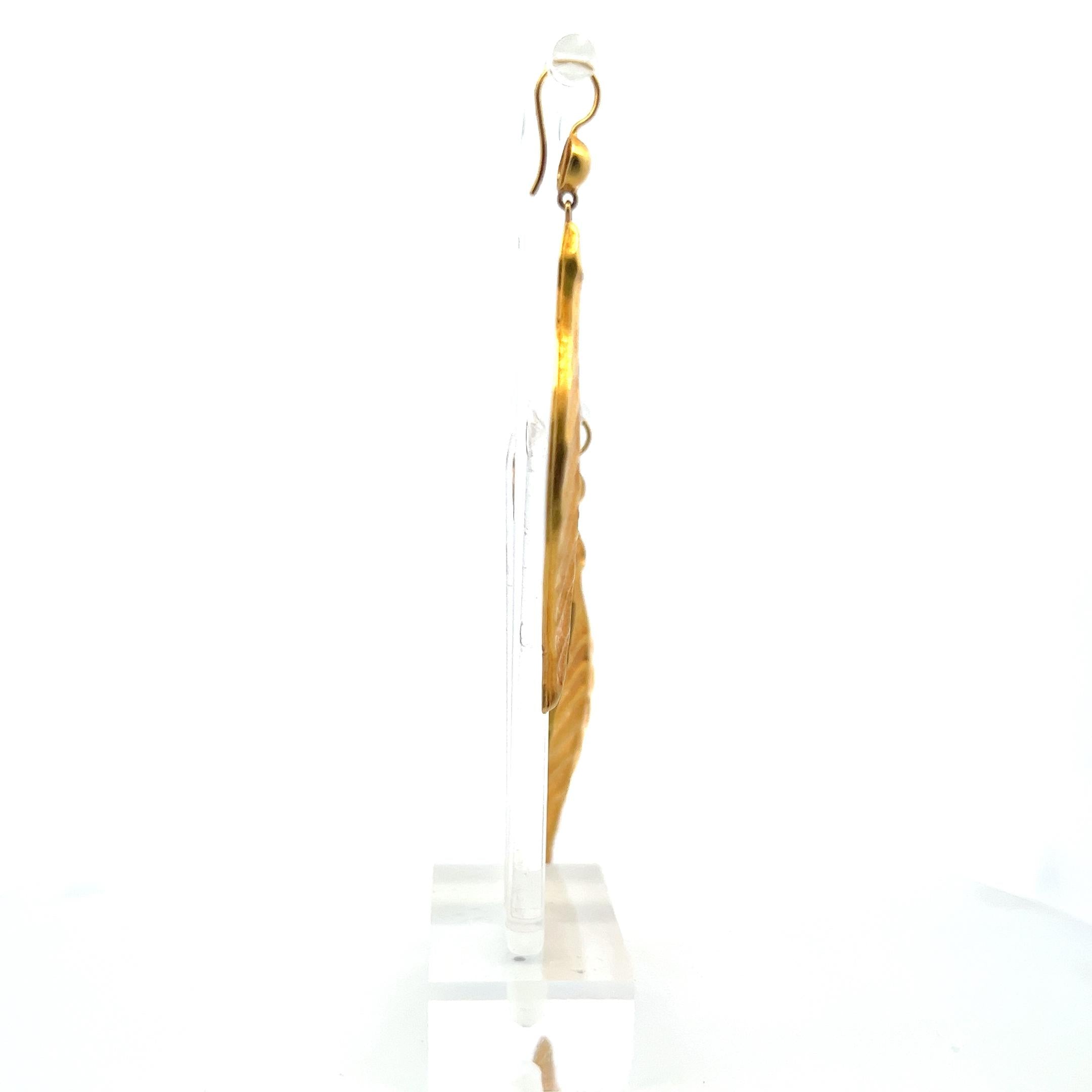 Ialaoonis Vintage 18 Karat Yellow Gold Dangling Leaf Earrings 7.89 Grams