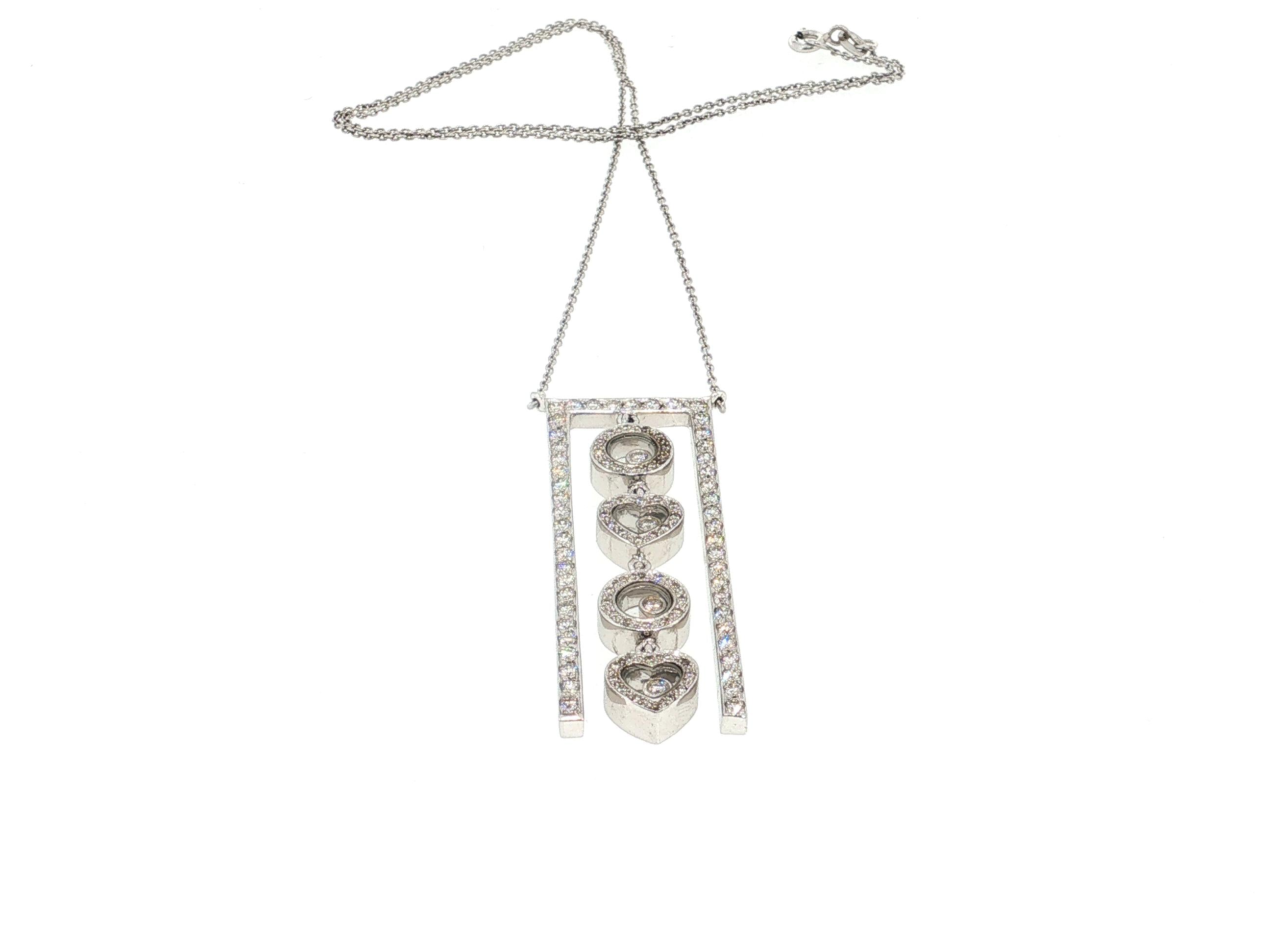 Vintage 18K White Gold Pendant Necklace with 1.4 Carat Round H-VS Damonds