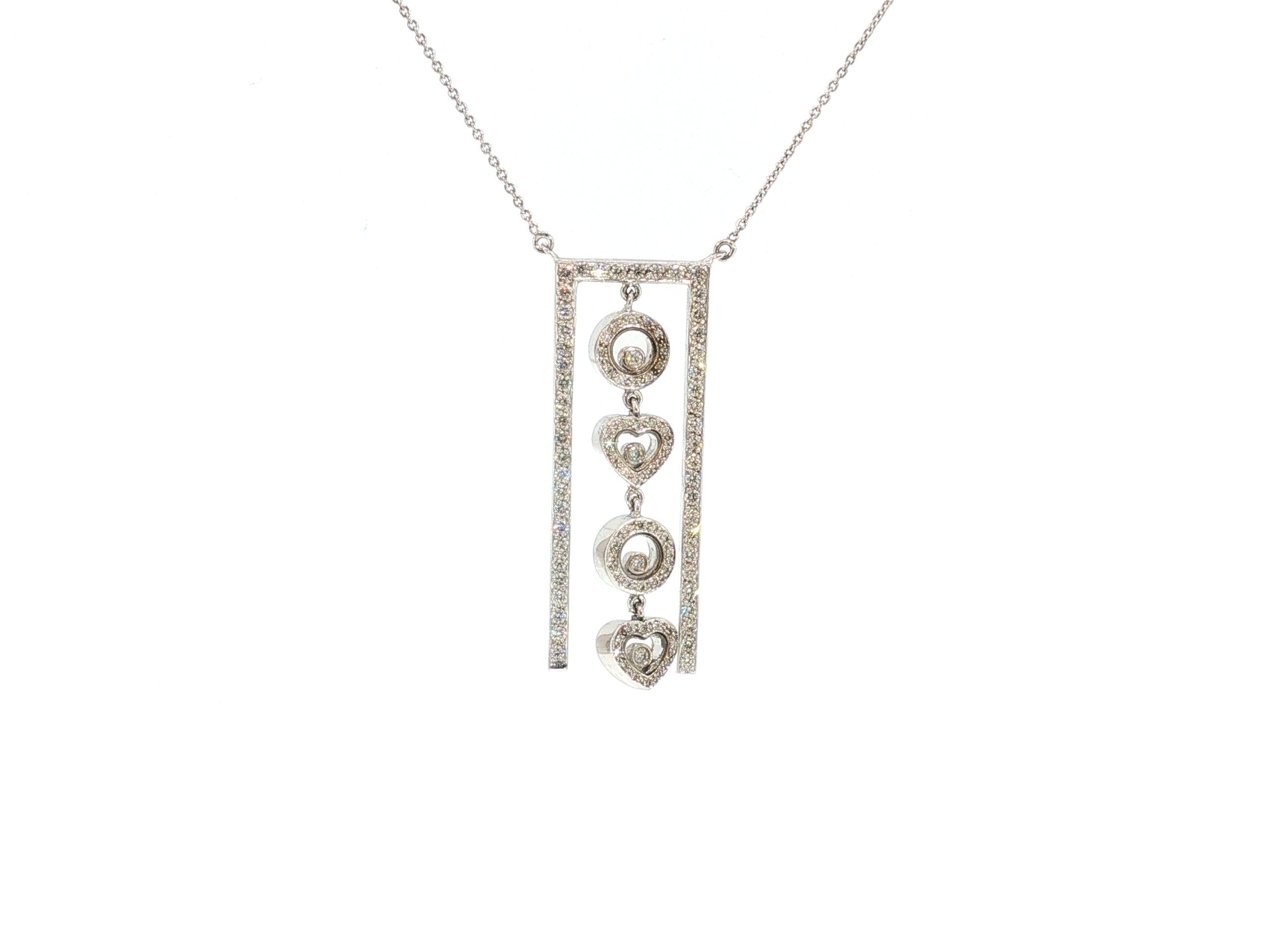 Vintage 18K White Gold Pendant Necklace with 1.4 Carat Round H-VS Damonds