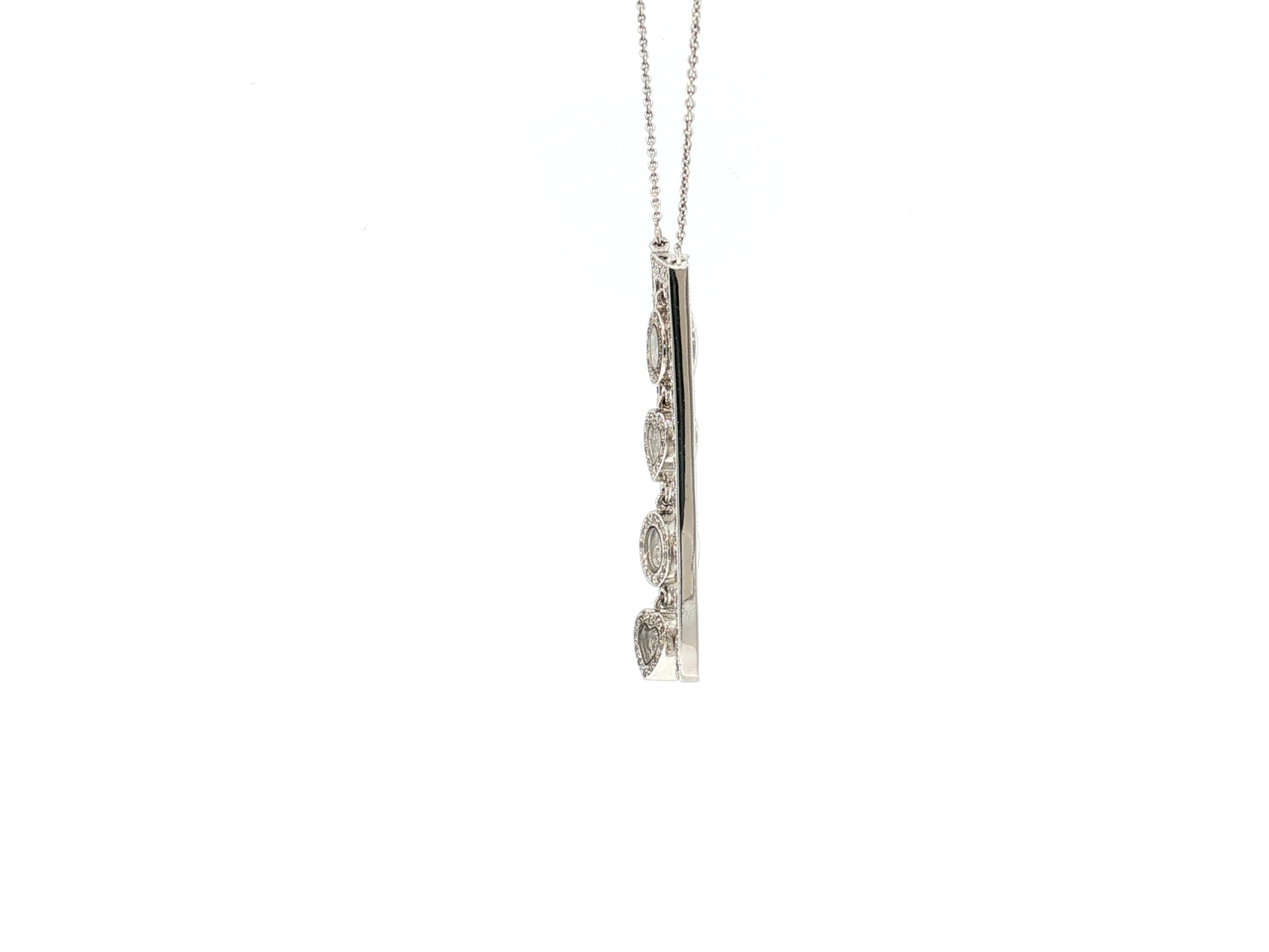 Vintage 18K White Gold Pendant Necklace with 1.4 Carat Round H-VS Damonds