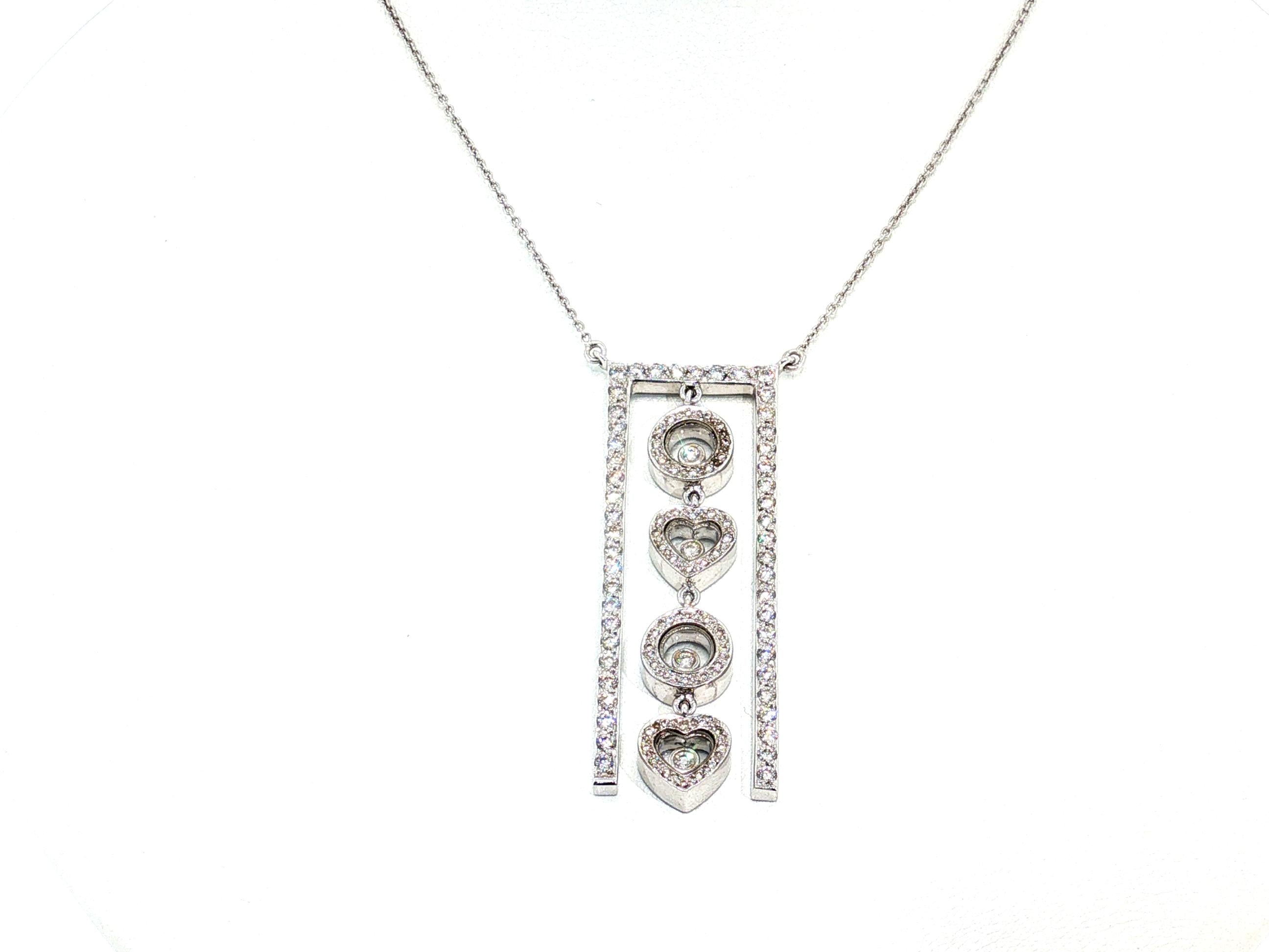 Vintage 18K White Gold Pendant Necklace with 1.4 Carat Round H-VS Damonds
