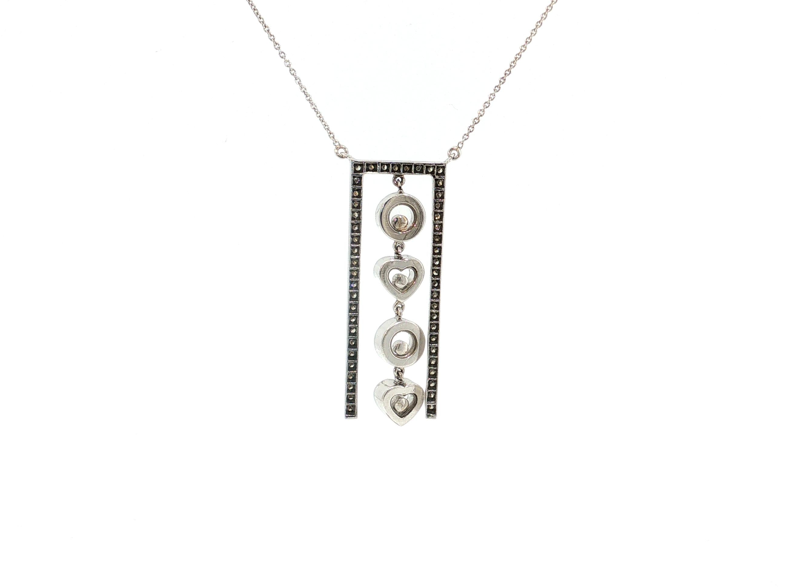 Vintage 18K White Gold Pendant Necklace with 1.4 Carat Round H-VS Damonds