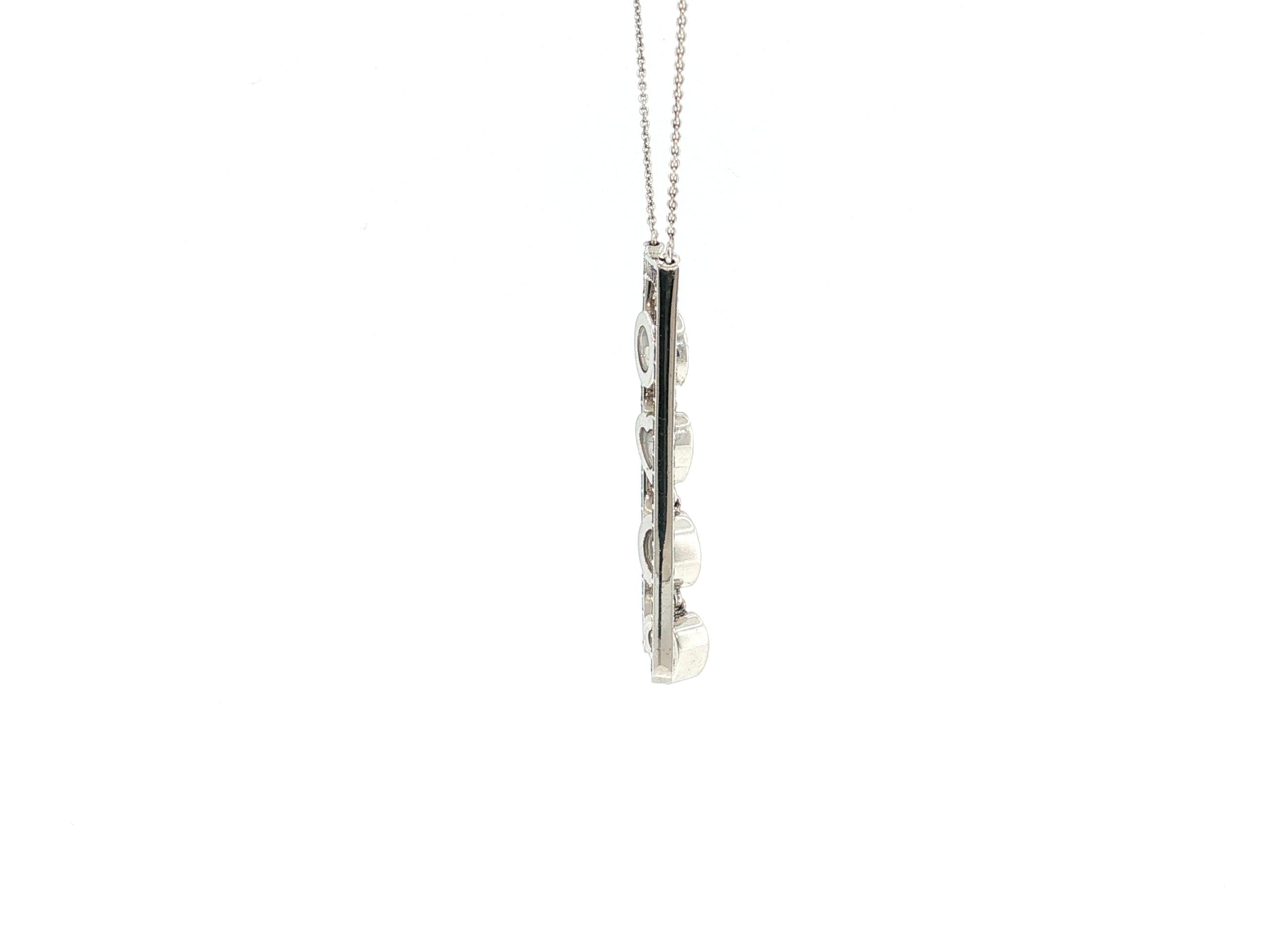 Vintage 18K White Gold Pendant Necklace with 1.4 Carat Round H-VS Damonds