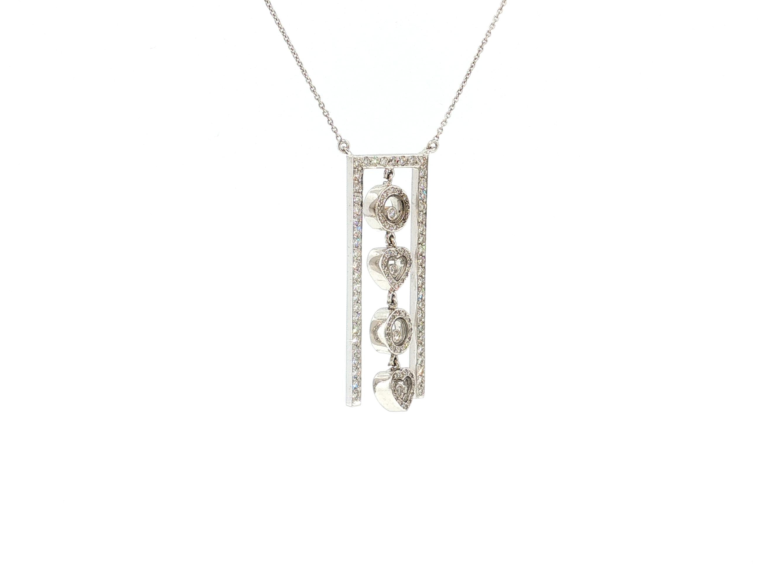 Vintage 18K White Gold Pendant Necklace with 1.4 Carat Round H-VS Damonds