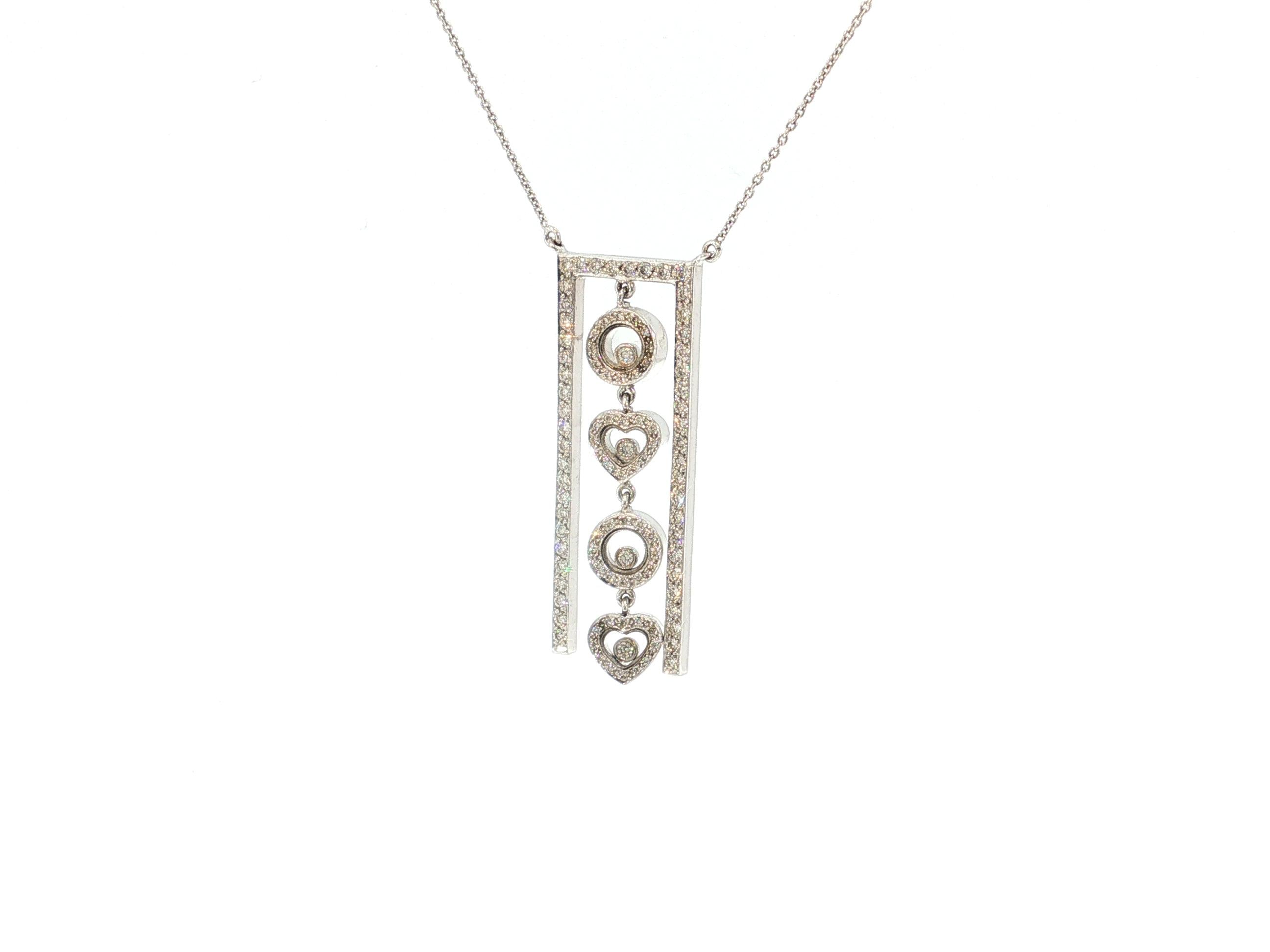 Vintage 18K White Gold Pendant Necklace with 1.4 Carat Round H-VS Damonds
