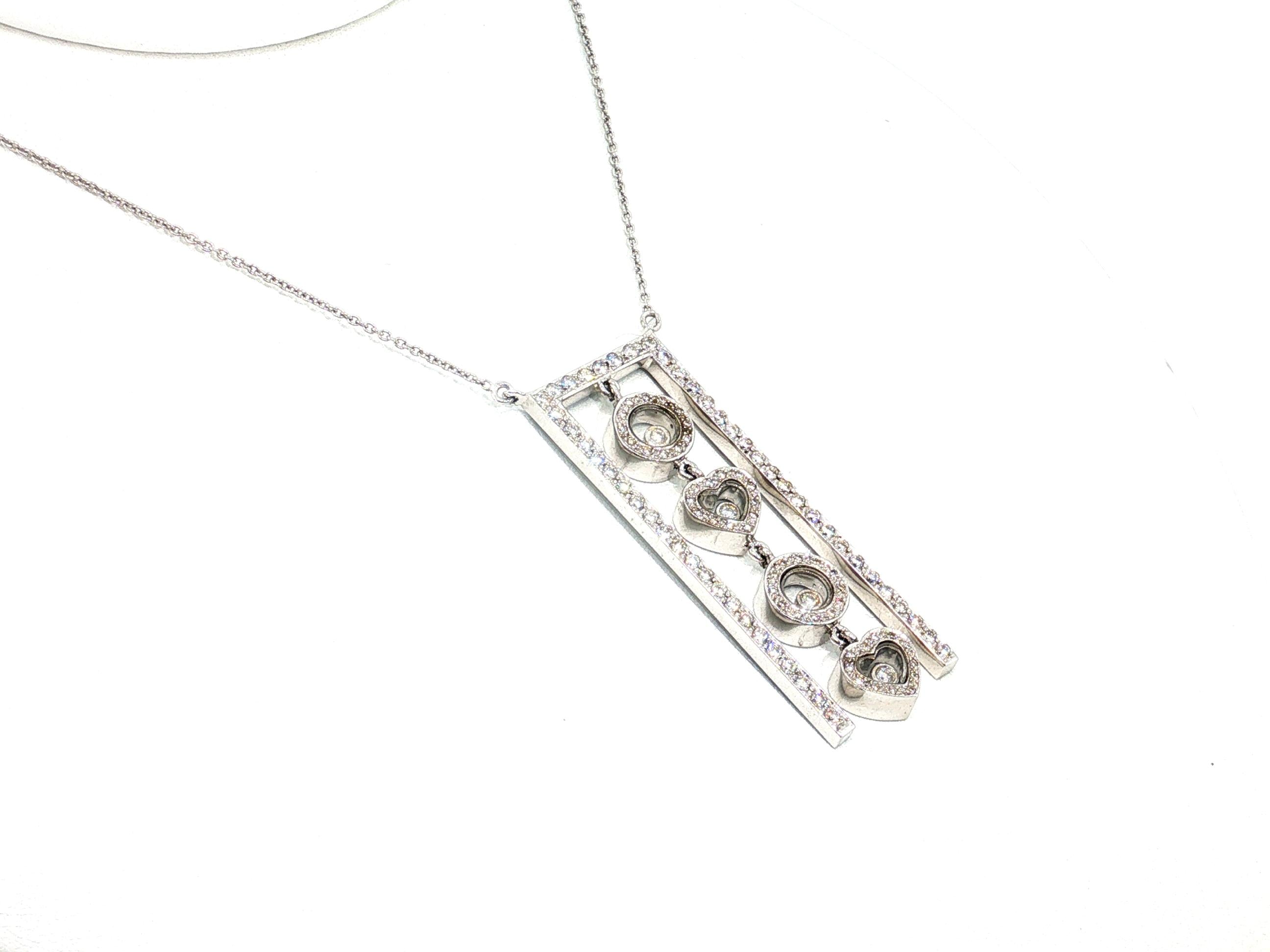 Vintage 18K White Gold Pendant Necklace with 1.4 Carat Round H-VS Damonds