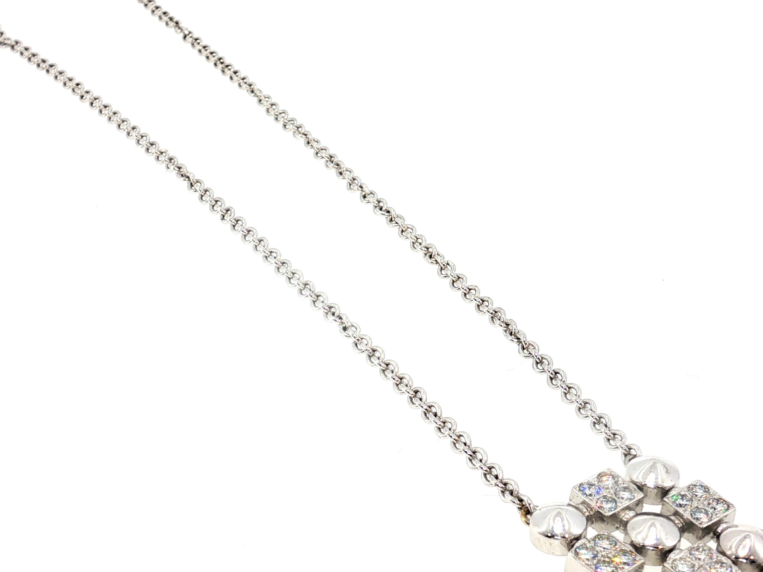 Vintage 18K White Gold Pendant Necklace with 2.5 Carat Round I-VS Diamonds