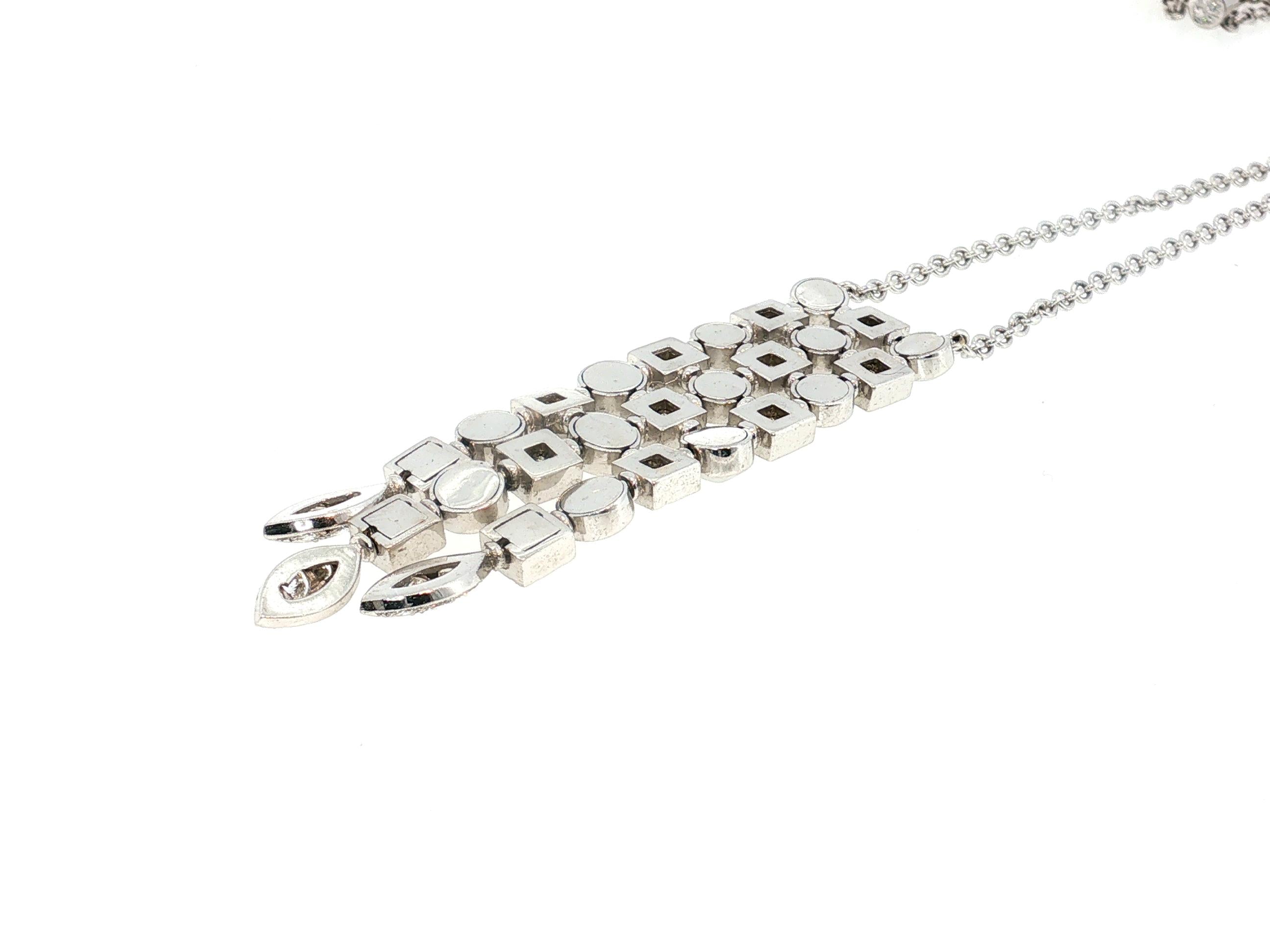 Vintage 18K White Gold Pendant Necklace with 2.5 Carat Round I-VS Diamonds