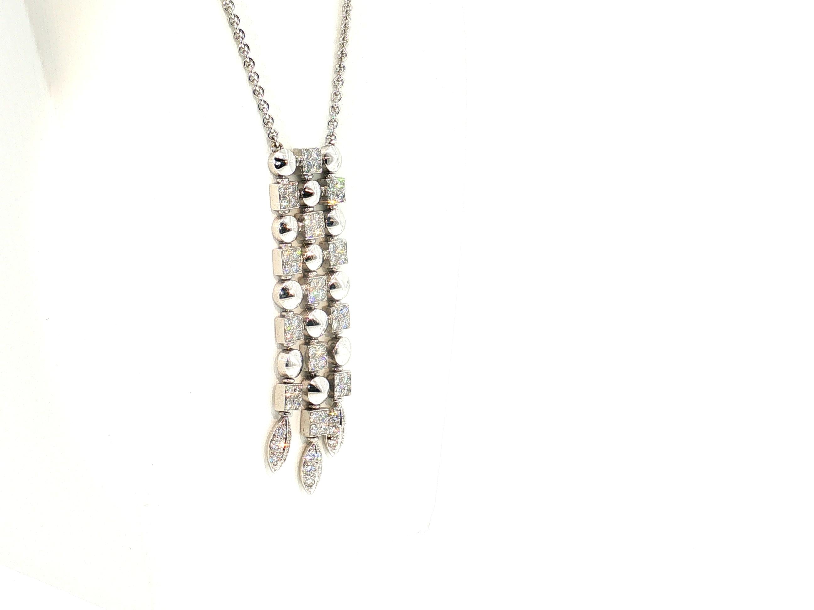 Vintage 18K White Gold Pendant Necklace with 2.5 Carat Round I-VS Diamonds