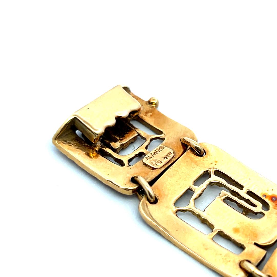 Lalounis 18K Yellow Gold Greek Key Link Vintage Bracelet Estate Jewelry