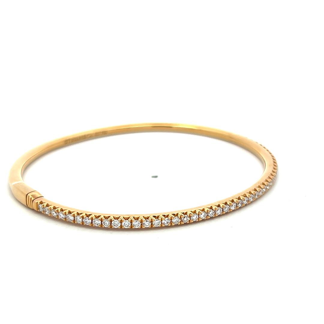 Tiffany & Co 18K Yellow Gold Bangle Bracelet With 1.35 Carat Round F VS Diamonds