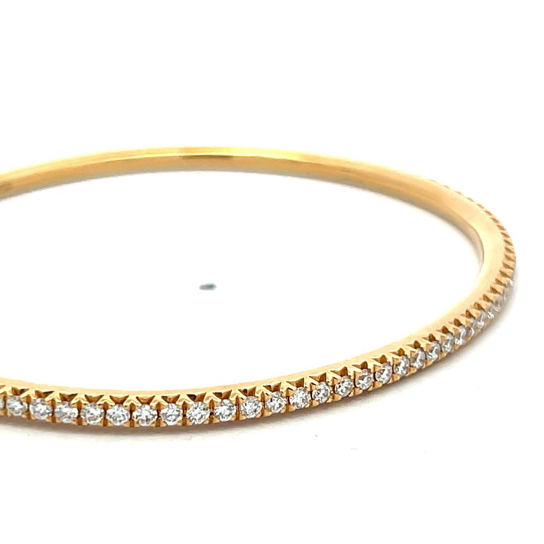 Tiffany & Co 18K Yellow Gold Bangle Bracelet With 1.35 Carat Round F VS Diamonds