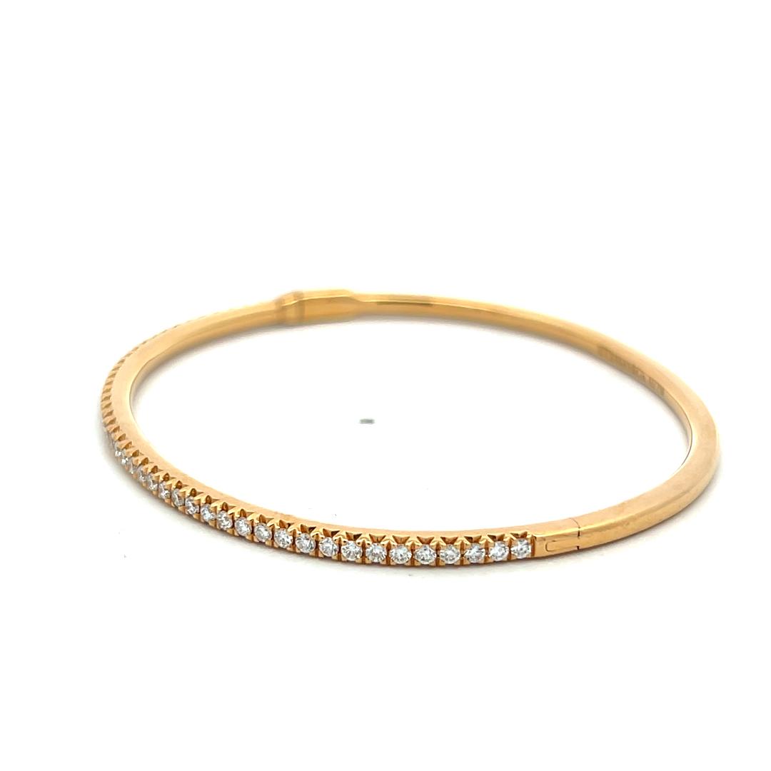 Tiffany & Co 18K Yellow Gold Bangle Bracelet With 1.35 Carat Round F VS Diamonds