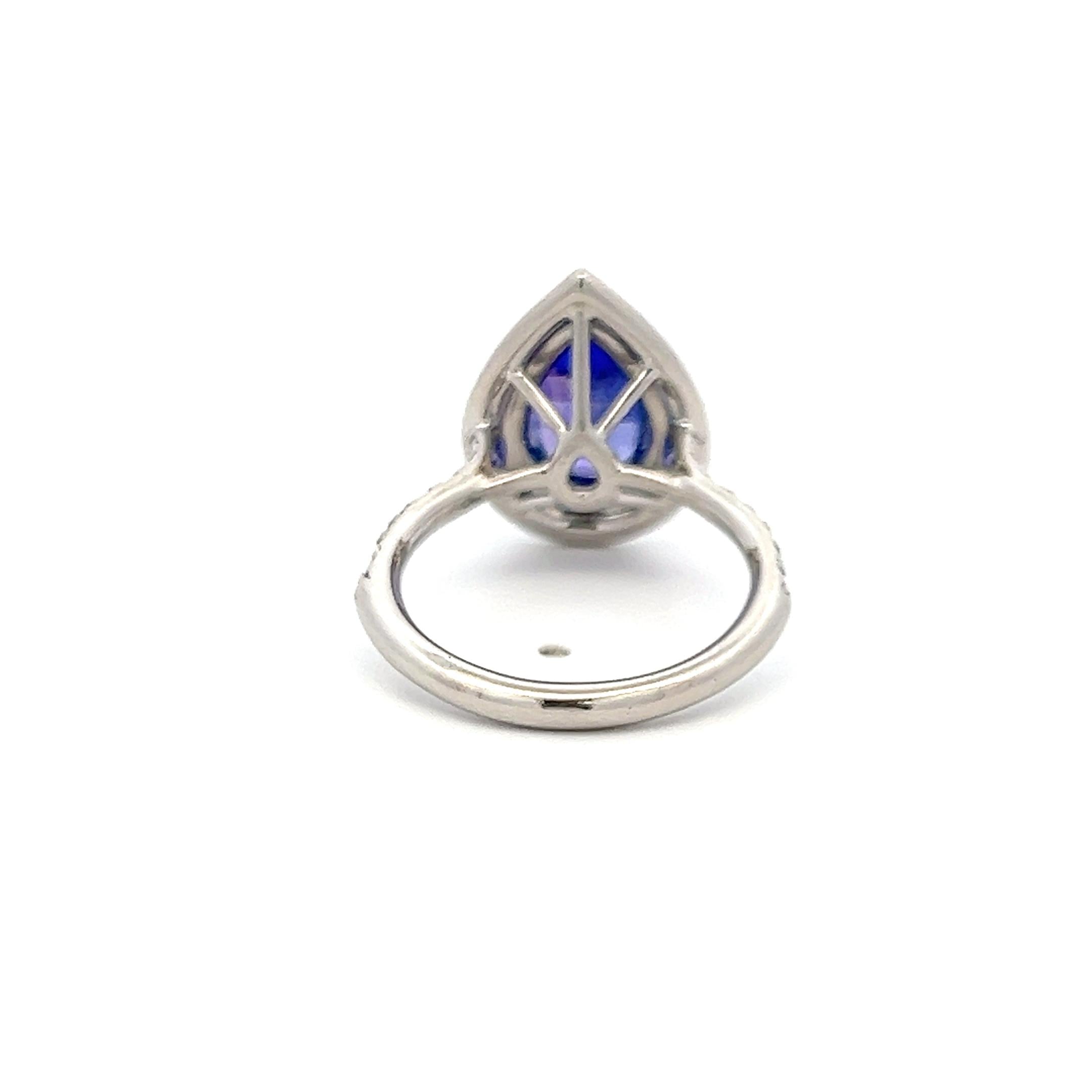 Tiffany & Co Platinum Engagement Ring 0.77 Carat Diamonds & 1.76 Carat Tanzanite