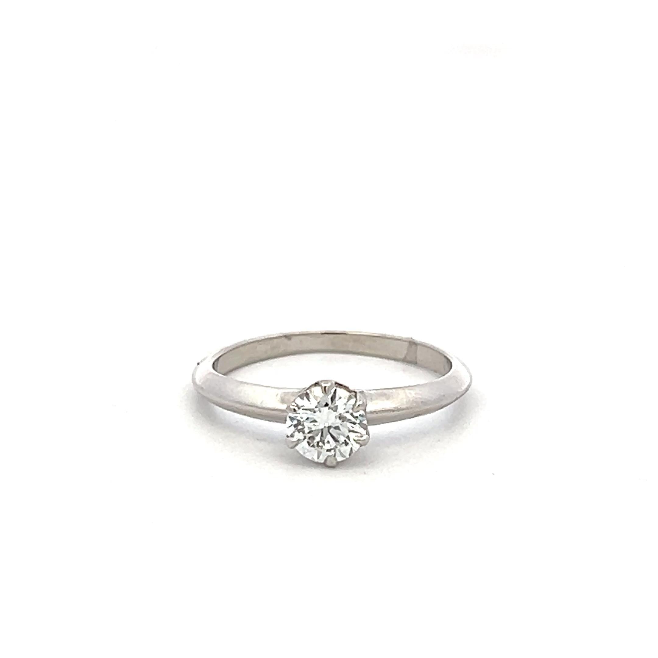 Tiffany & Co Platinum Engagement Ring with 0.43 Carat Round Diamond H VVS2 GIA