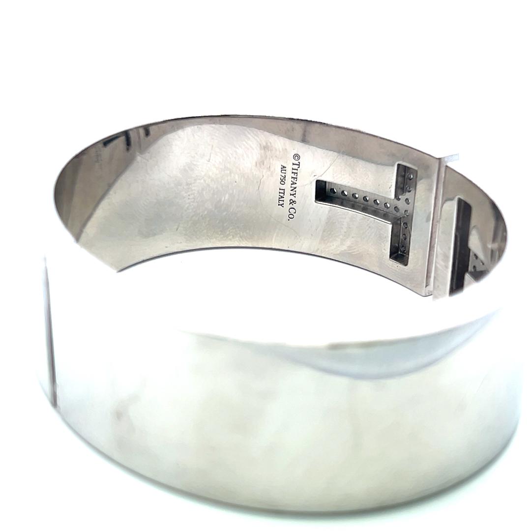 Tiffany & Co 0.90 Carat Round Brilliant Diamond 18K White Gold Bangle Bracelet