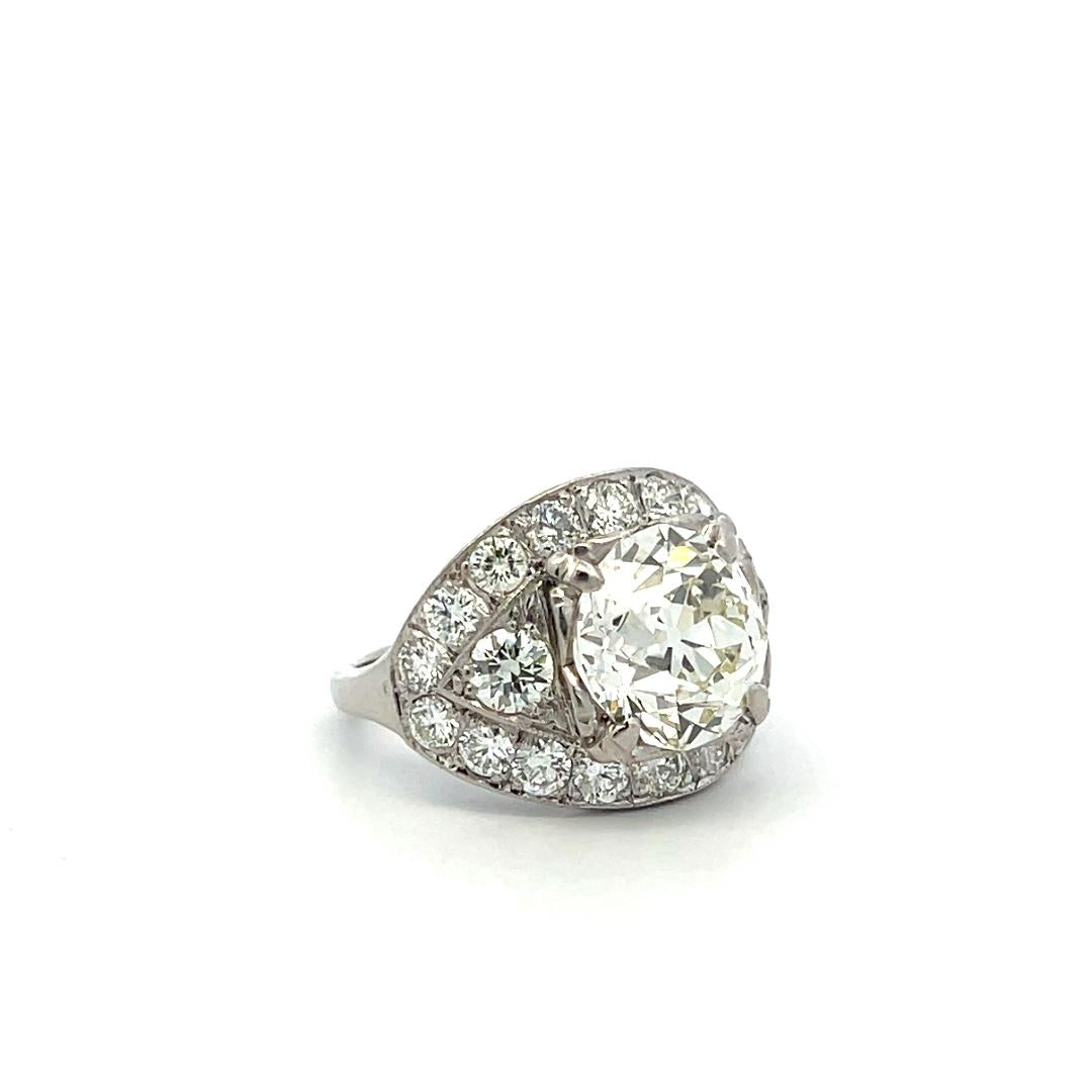Platinum Engagement Ring with 6.56ct Old European Cut & Round Diamonds L VS1 GIA