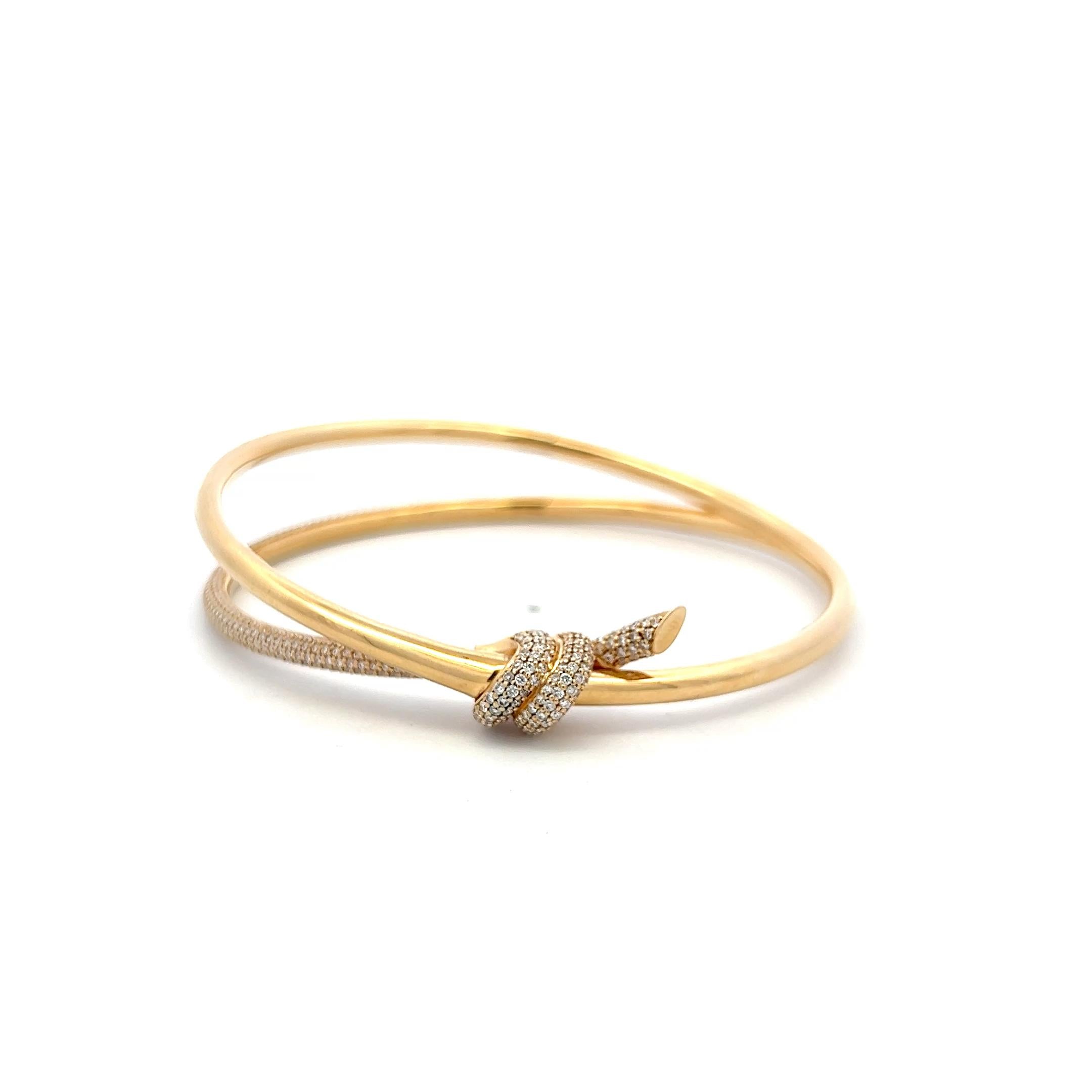 Tiffany & Co 18K Yellow Gold Bangle Bracelet with 2.24 Carat Round F VS Diamonds