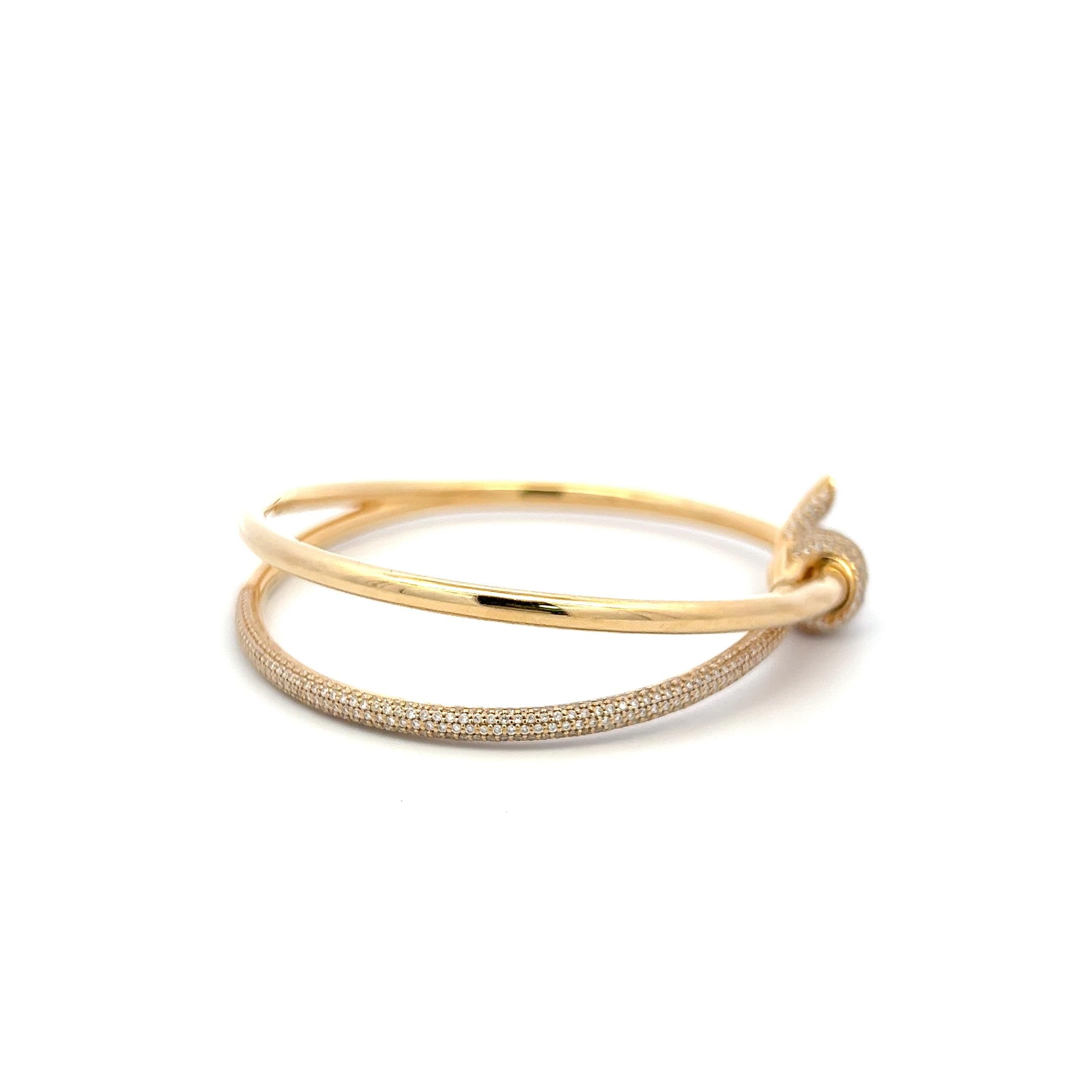 Tiffany & Co 18K Yellow Gold Bangle Bracelet with 2.24 Carat Round F VS Diamonds