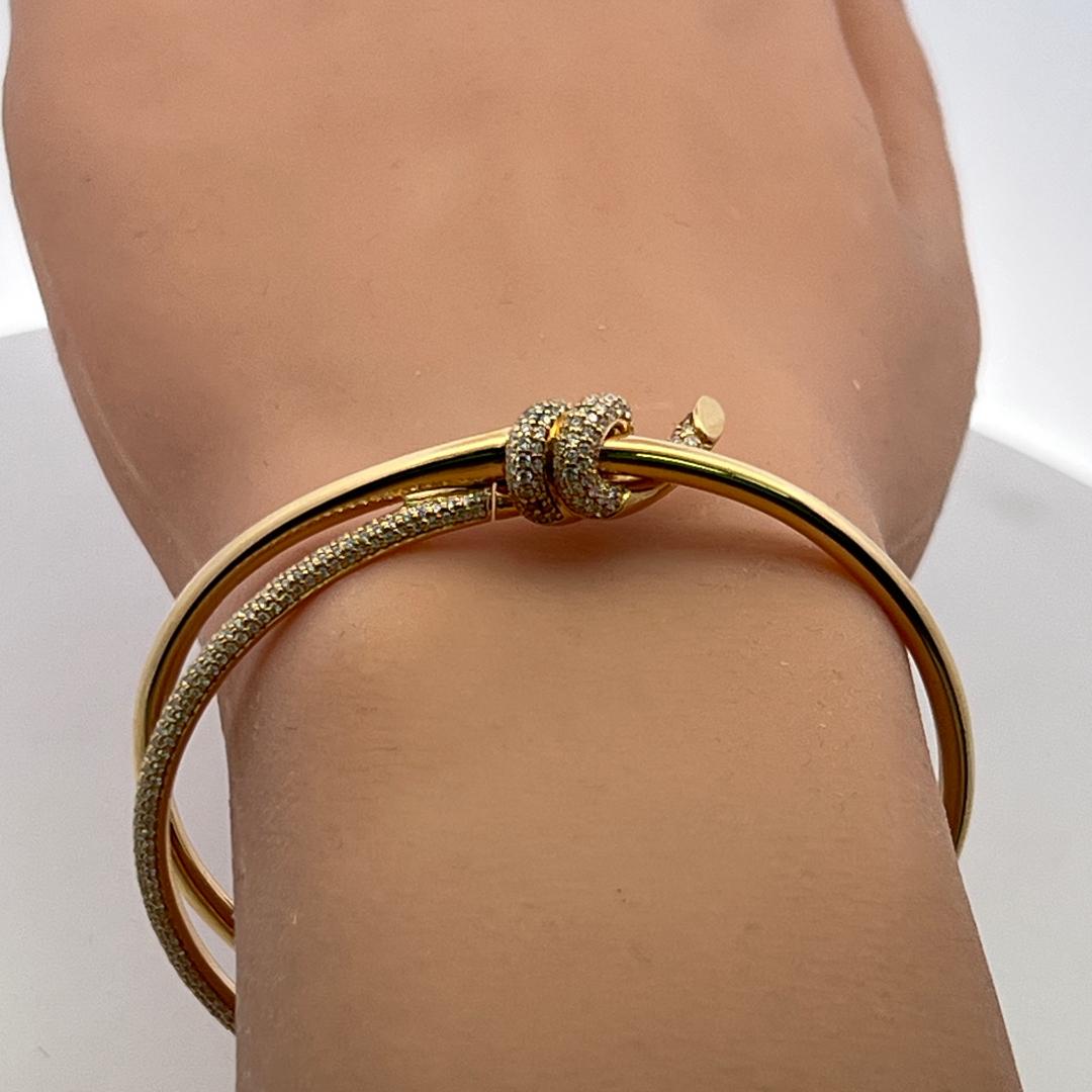 Tiffany & Co 18K Yellow Gold Bangle Bracelet with 2.24 Carat Round F VS Diamonds
