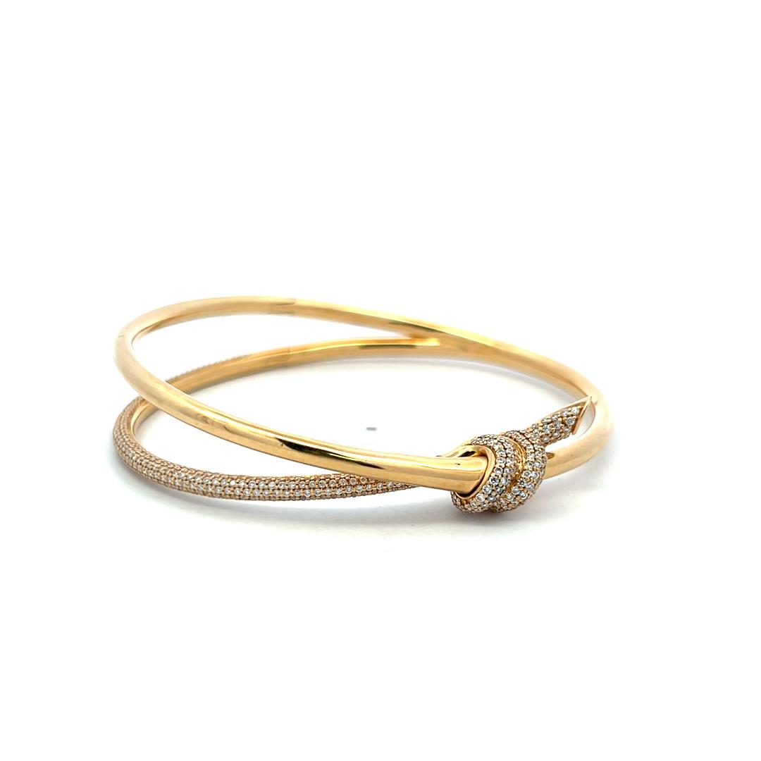 Tiffany & Co 18K Yellow Gold Bangle Bracelet with 2.24 Carat Round F VS Diamonds
