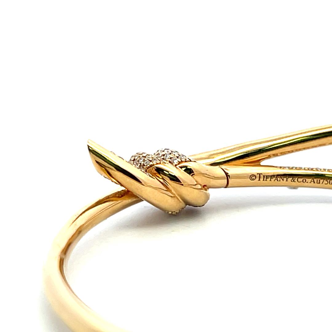 Tiffany & Co 18K Yellow Gold Bangle Bracelet with 2.24 Carat Round F VS Diamonds