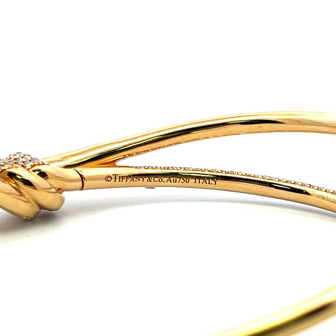 Tiffany & Co 18K Yellow Gold Bangle Bracelet with 2.24 Carat Round F VS Diamonds