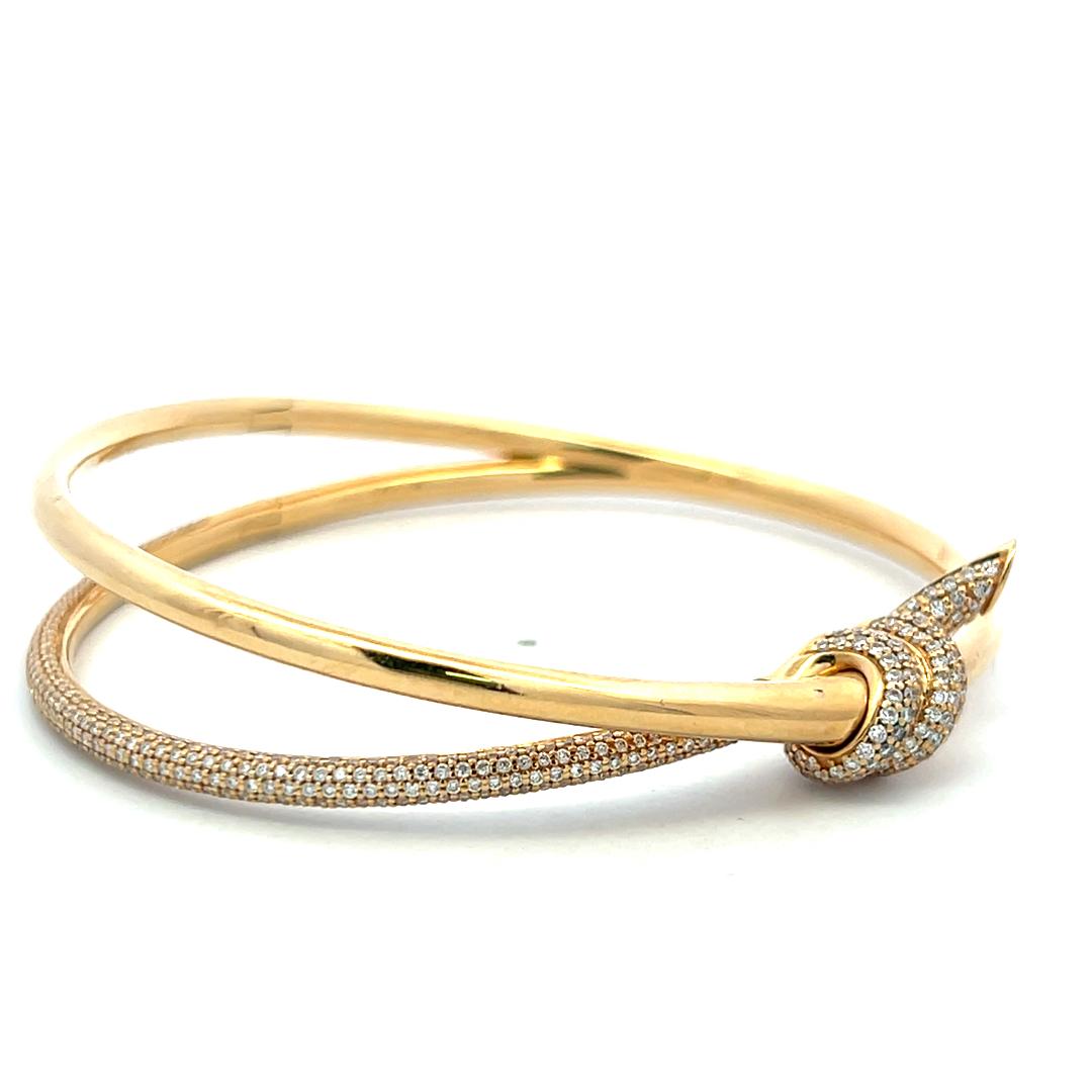 Tiffany & Co 18K Yellow Gold Bangle Bracelet with 2.24 Carat Round F VS Diamonds