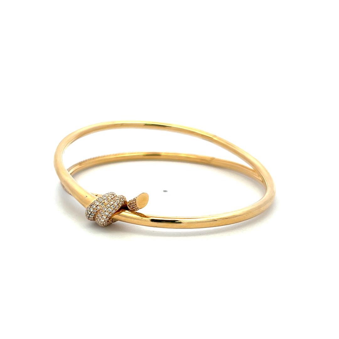 Tiffany & Co 18K Yellow Gold Bangle Bracelet with 2.24 Carat Round F VS Diamonds