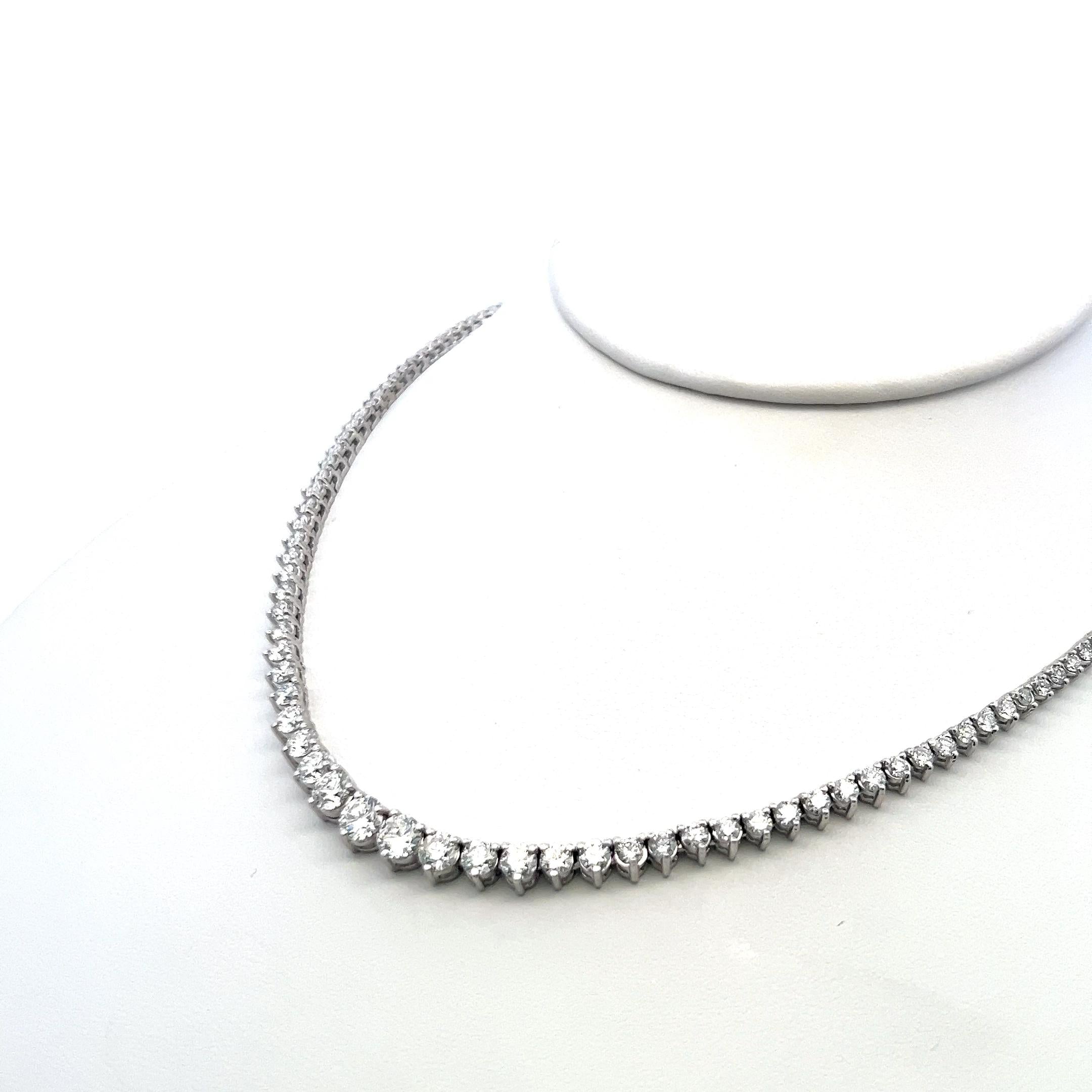 11.30ct Round Brilliant G VS Diamond 14K White Gold Riviera Necklace Vintage