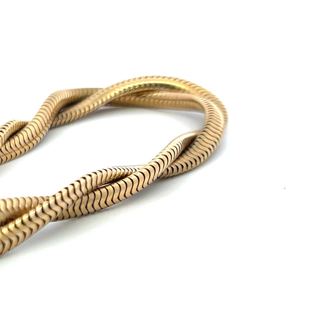 Vintage 14K Yellow Gold Twisted Herringbone Chain Necklace 52.8 Grams 14.50 Inch