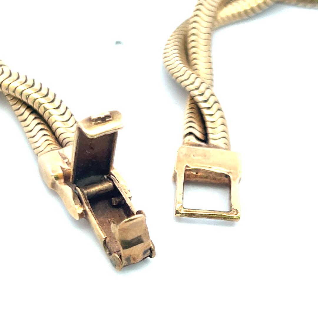 Vintage 14K Yellow Gold Twisted Herringbone Chain Necklace 52.8 Grams 14.50 Inch