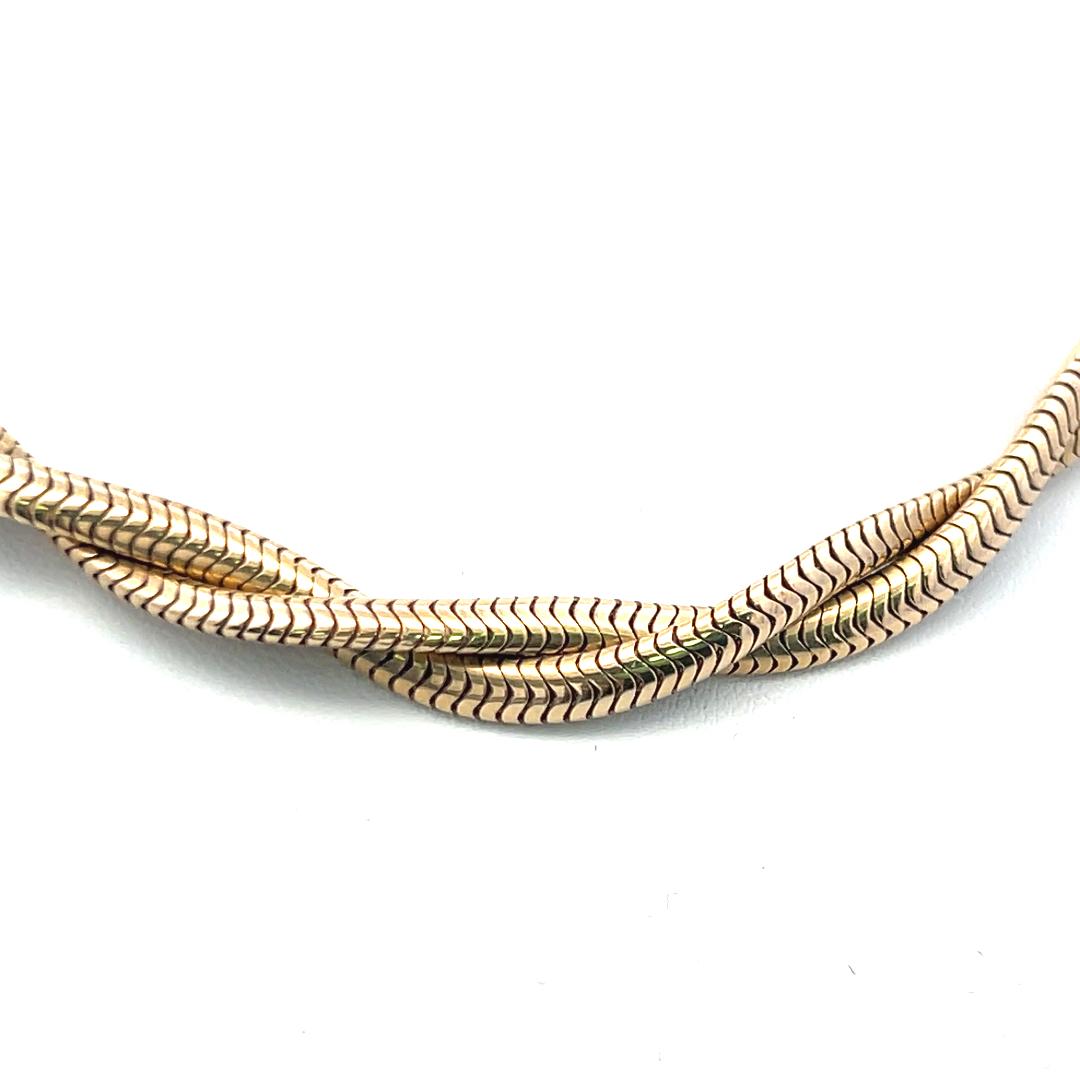 Vintage 14K Yellow Gold Twisted Herringbone Chain Necklace 52.8 Grams 14.50 Inch
