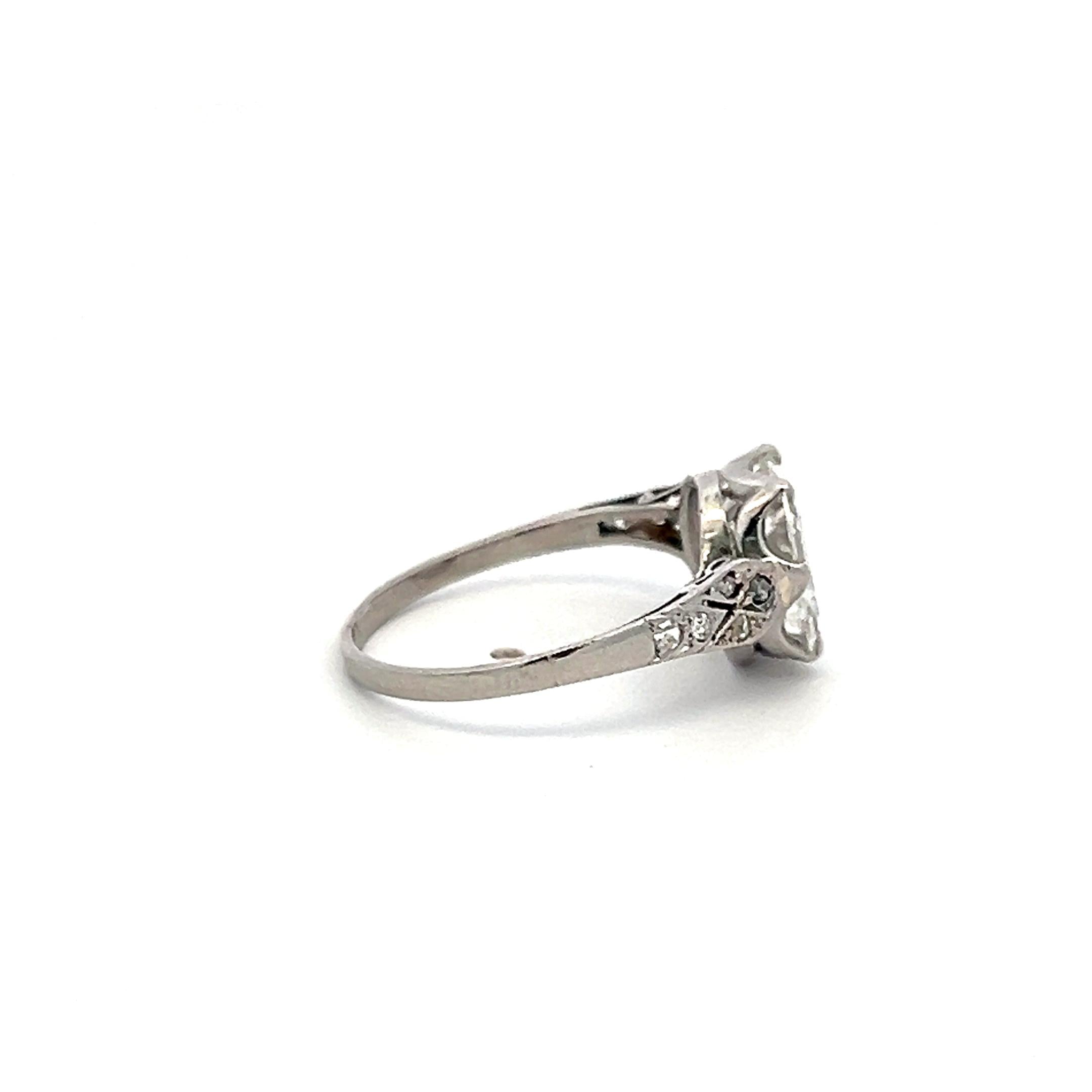 Vintage Platinum Engagement Ring with 2.01 Carat Emerald Cut Diamonds F SI1 GIA