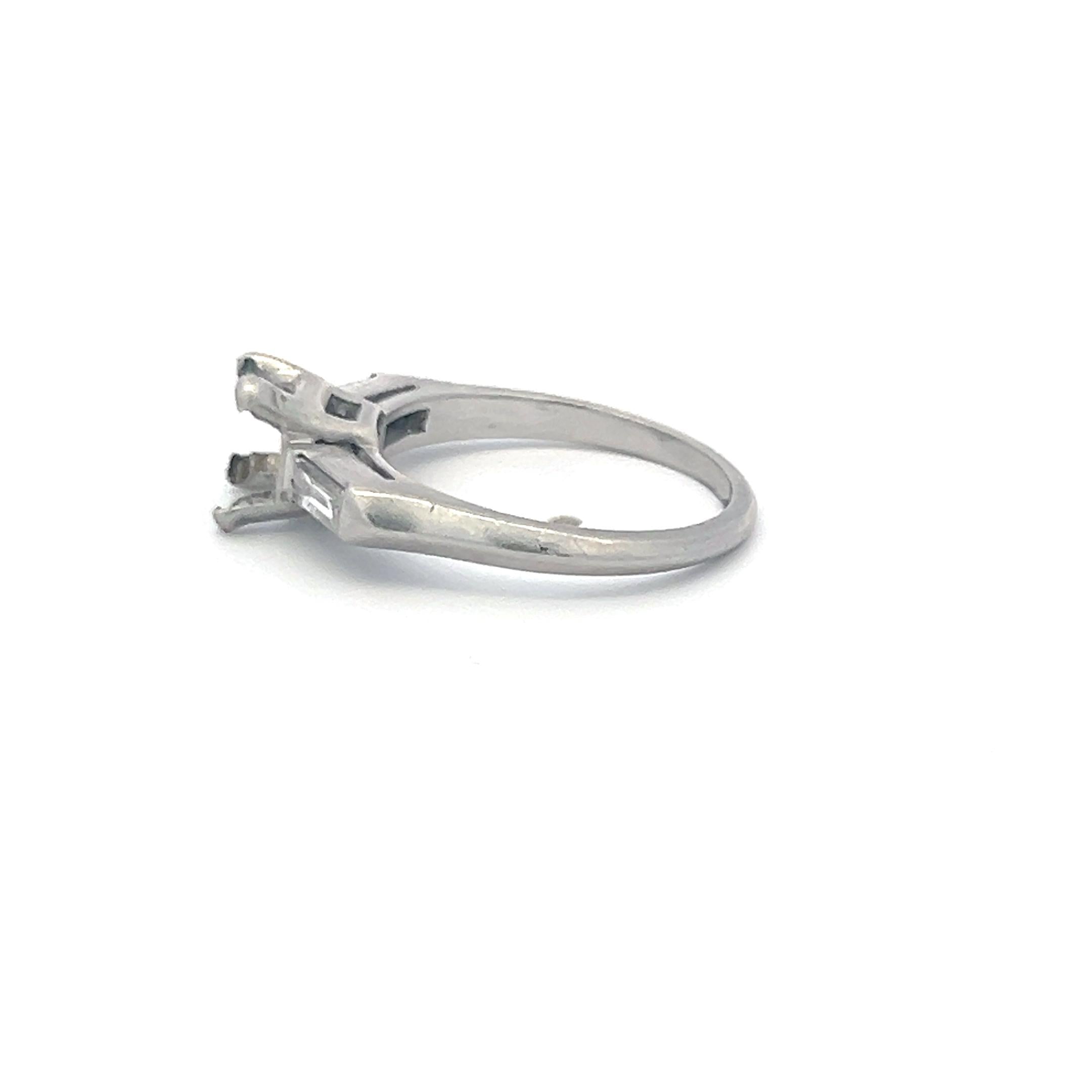 Vintage Platinum Semi-Mount Ring with 0.15 Carat Diamond Fits 6.8*6.5 MM