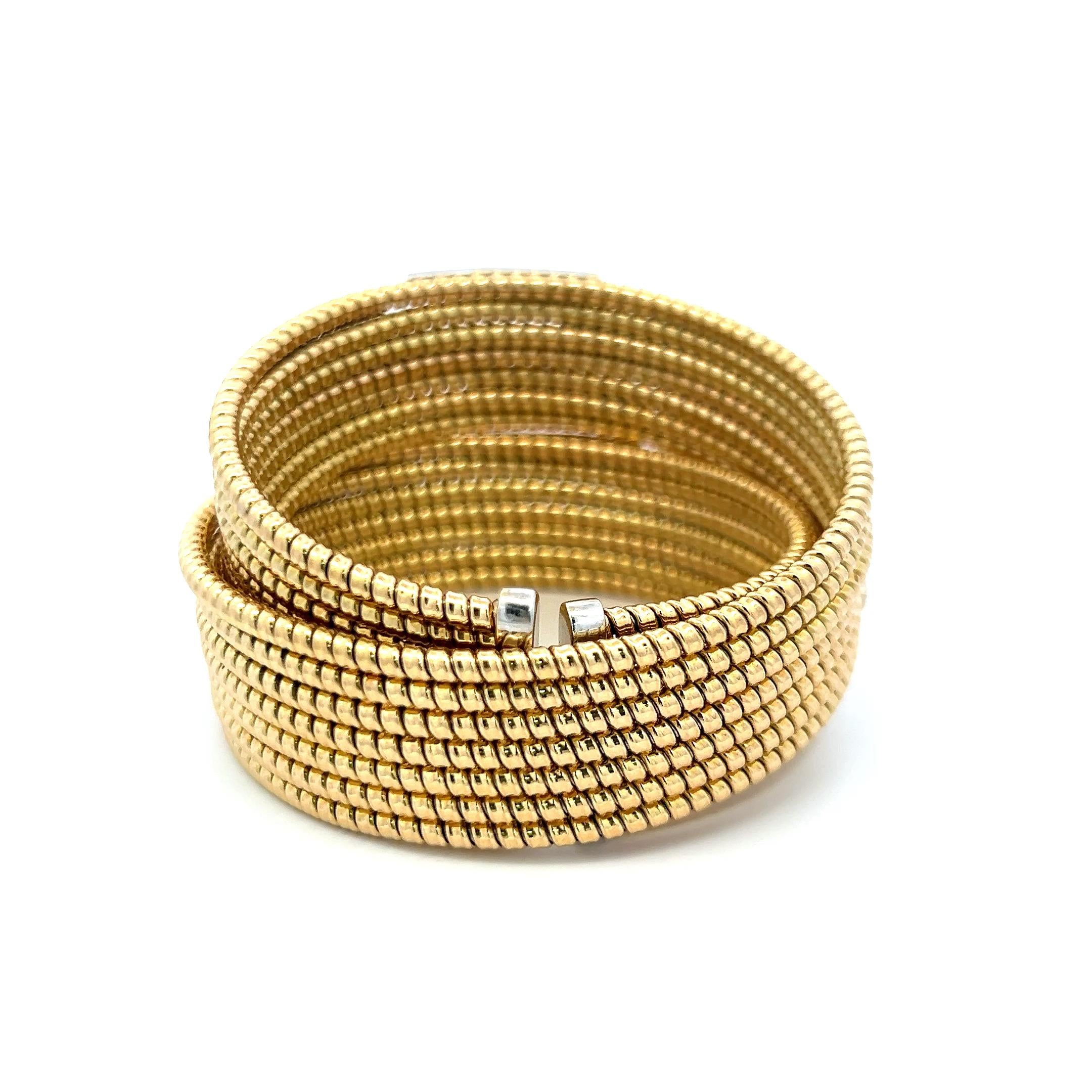 3.12 Carat F VS Diamond Vintage Bangle Bracelet 18K Two-Tone Gold