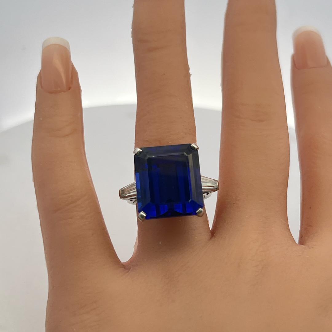 Tiffany & Co Platinum Engagement Ring 0.8 Carat Diamonds & 20ct Tanzanite Size 6