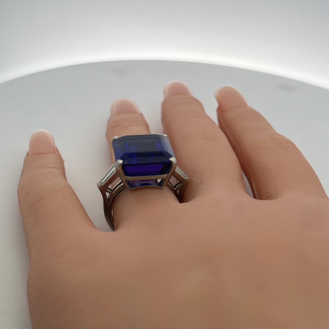 Tiffany & Co Platinum Engagement Ring 0.8 Carat Diamonds & 20ct Tanzanite Size 6