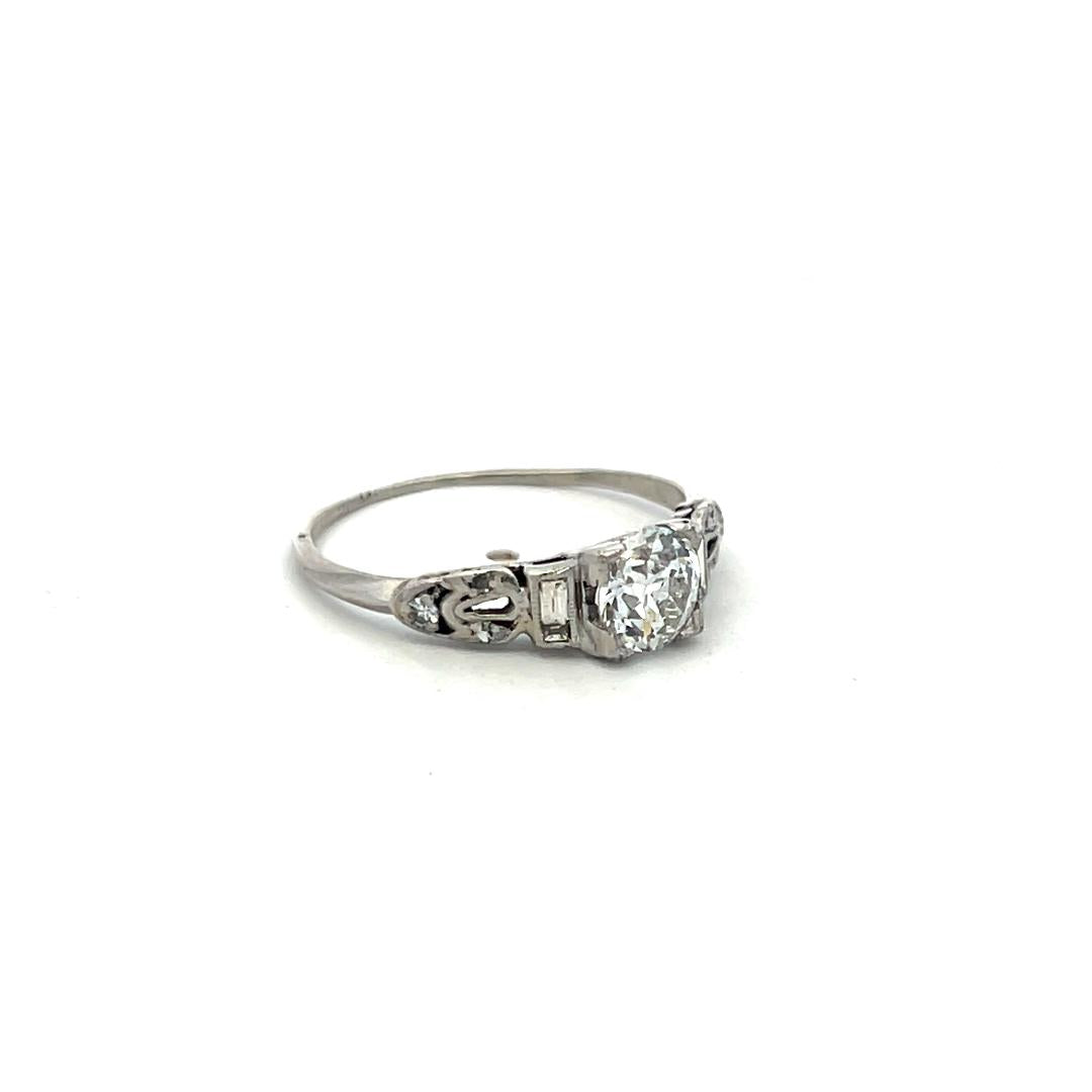 Vintage Platinum Ring with 0.7 Carat Old European Cut Diamond