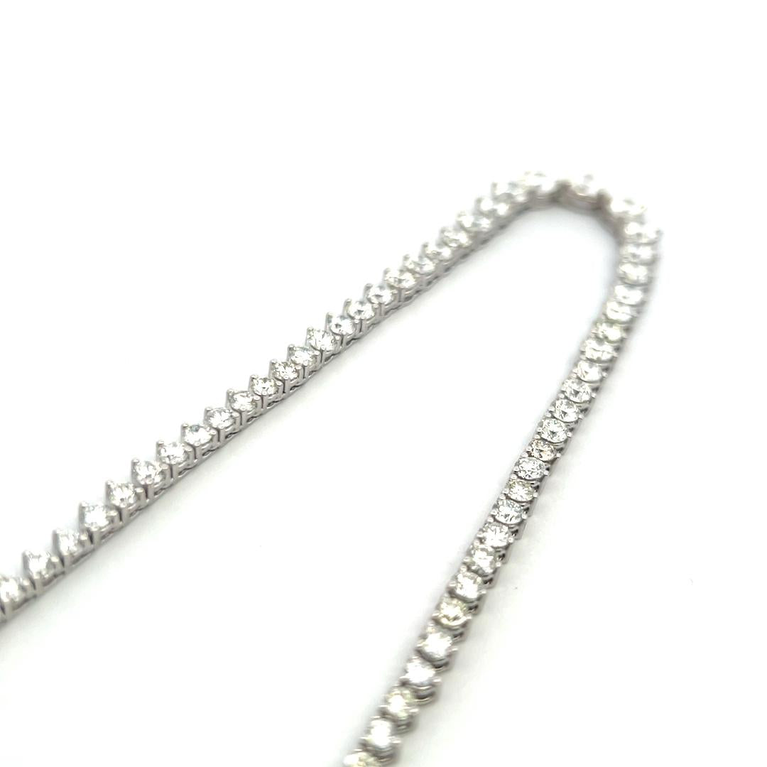 Vintage 18K White Gold Riviera Necklace with 21.09 Carat Round G SI Diamonds