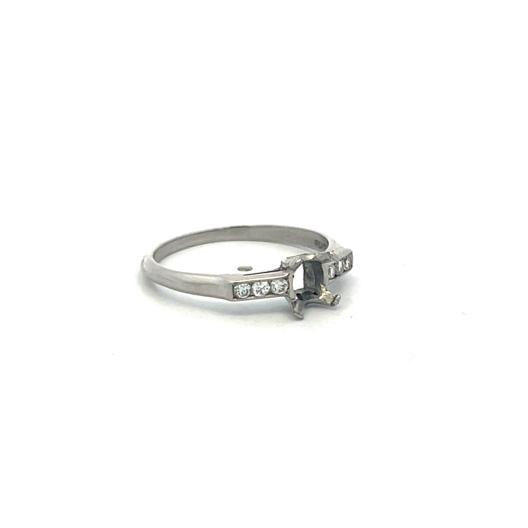 Platinum 0.12 Carat Diamond Semi Mount Ring, Circular Brilliant Cut