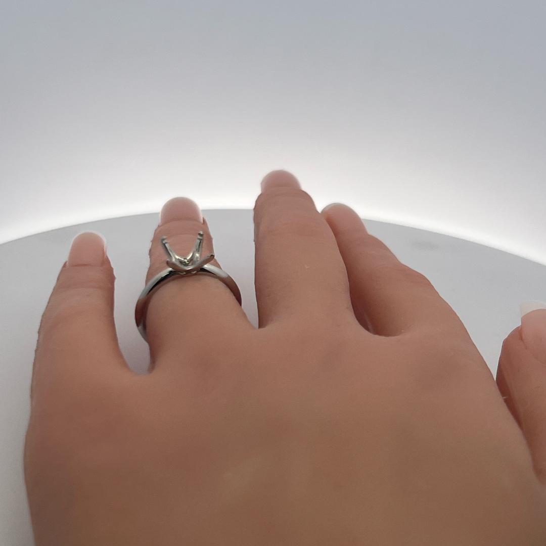 Vintage Platinum Semi Mount Ring Fits 7.4 MM 2.30+ Ct Size 5.75